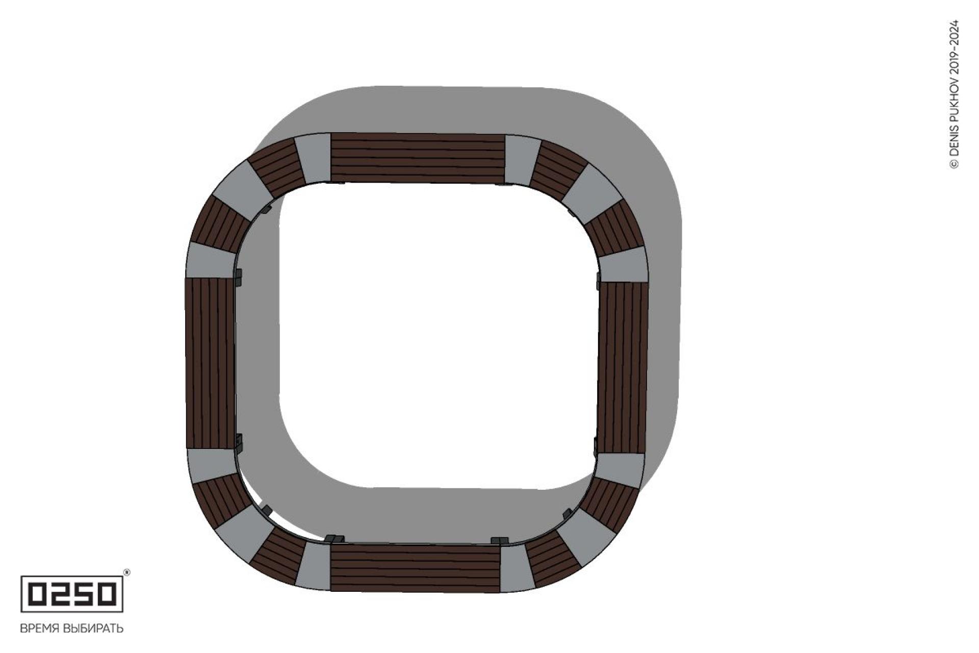 Уличная Скамейка квадрокруглая на ножках производство 0250, module