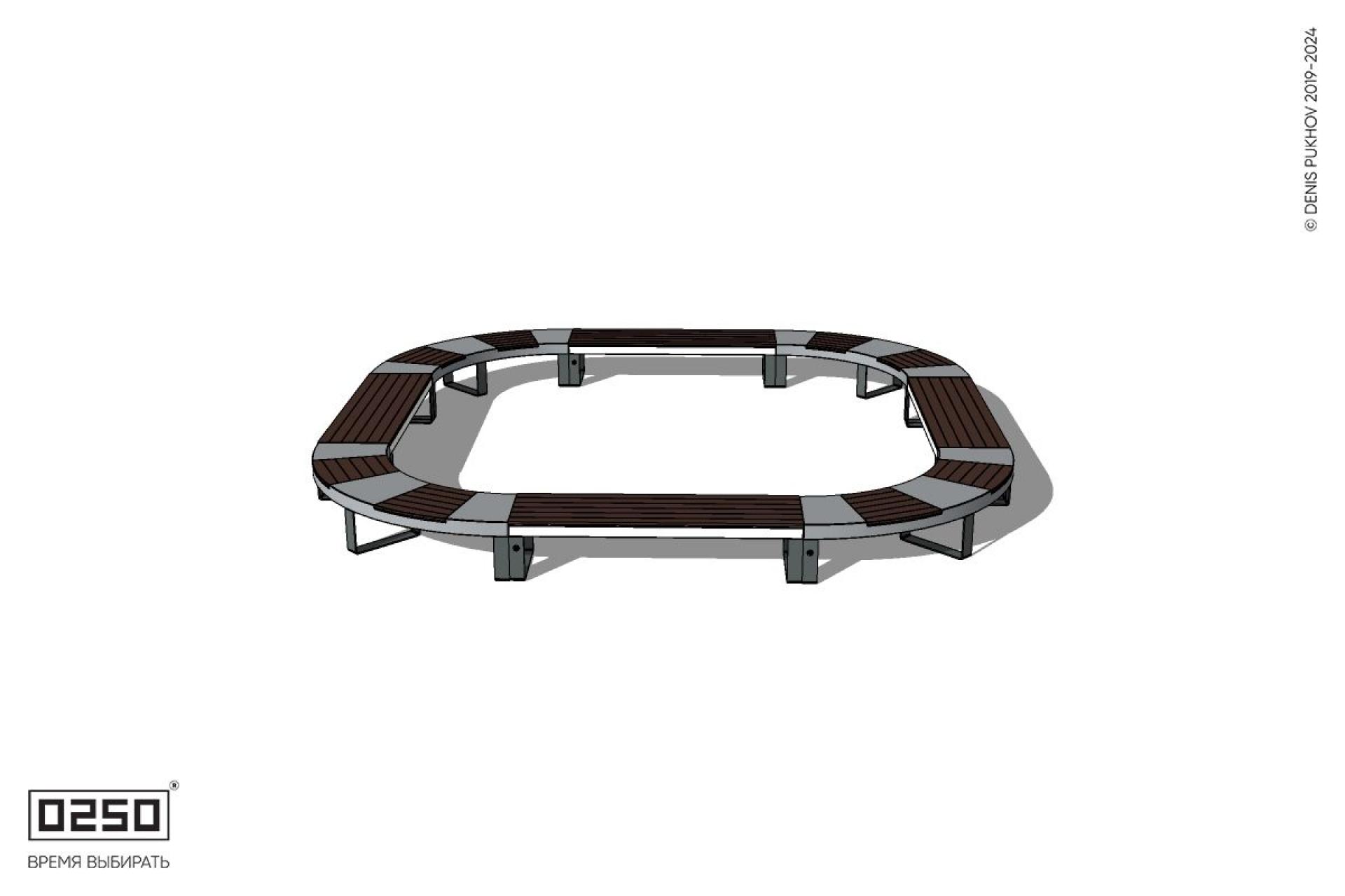 Уличная Скамейка квадрокруглая на ножках производство 0250