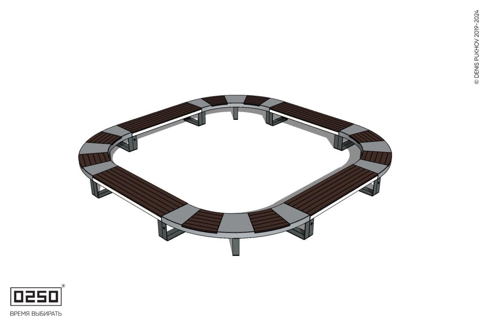 Уличная Скамейка квадрокруглая на ножках производство 0250