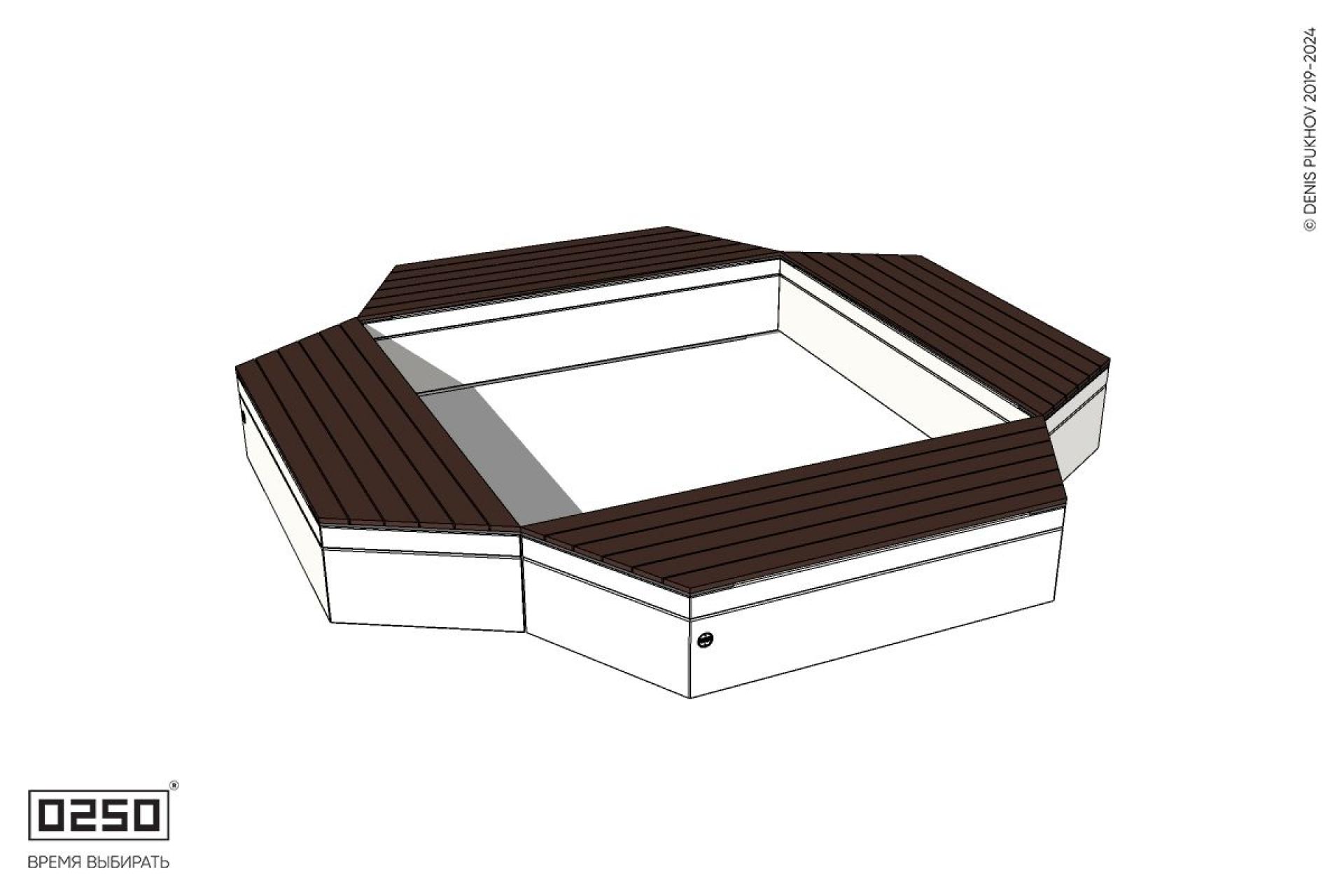 Уличная Скамейка квадротрапецевидная внешняя на блоке производство 0250