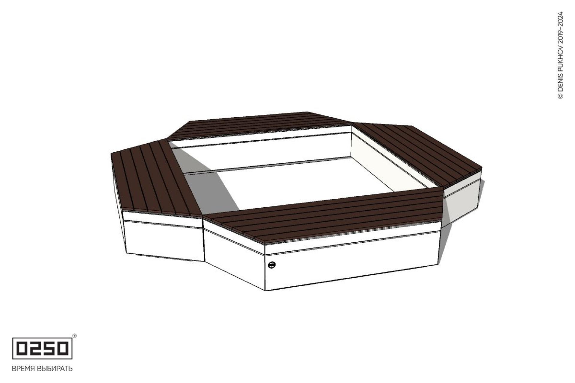 Уличная Скамейка квадротрапецевидная внешняя на блоке производство 0250