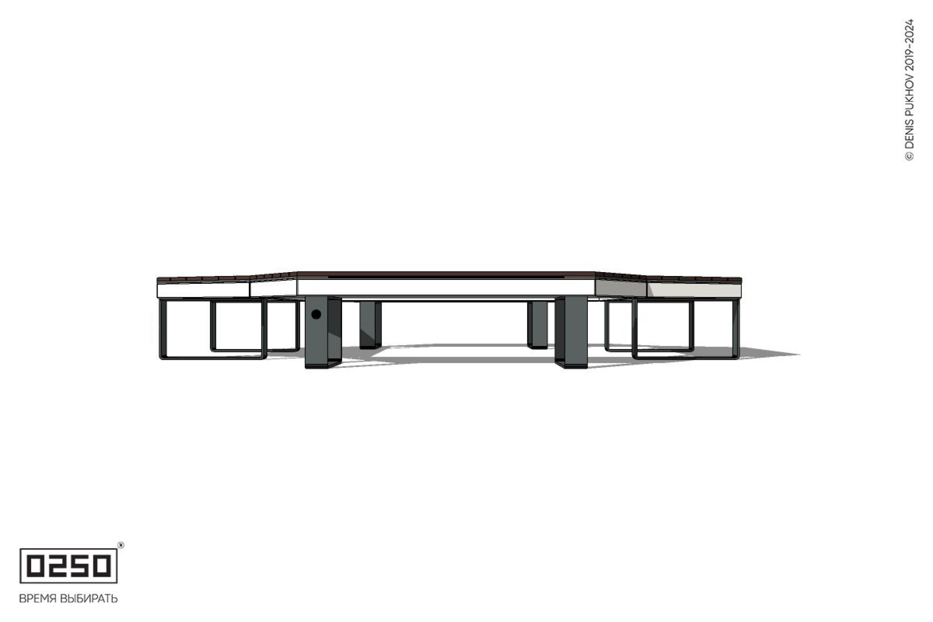 Уличная Скамейка квадротрапецевидная на ножках внешняя производство 0250