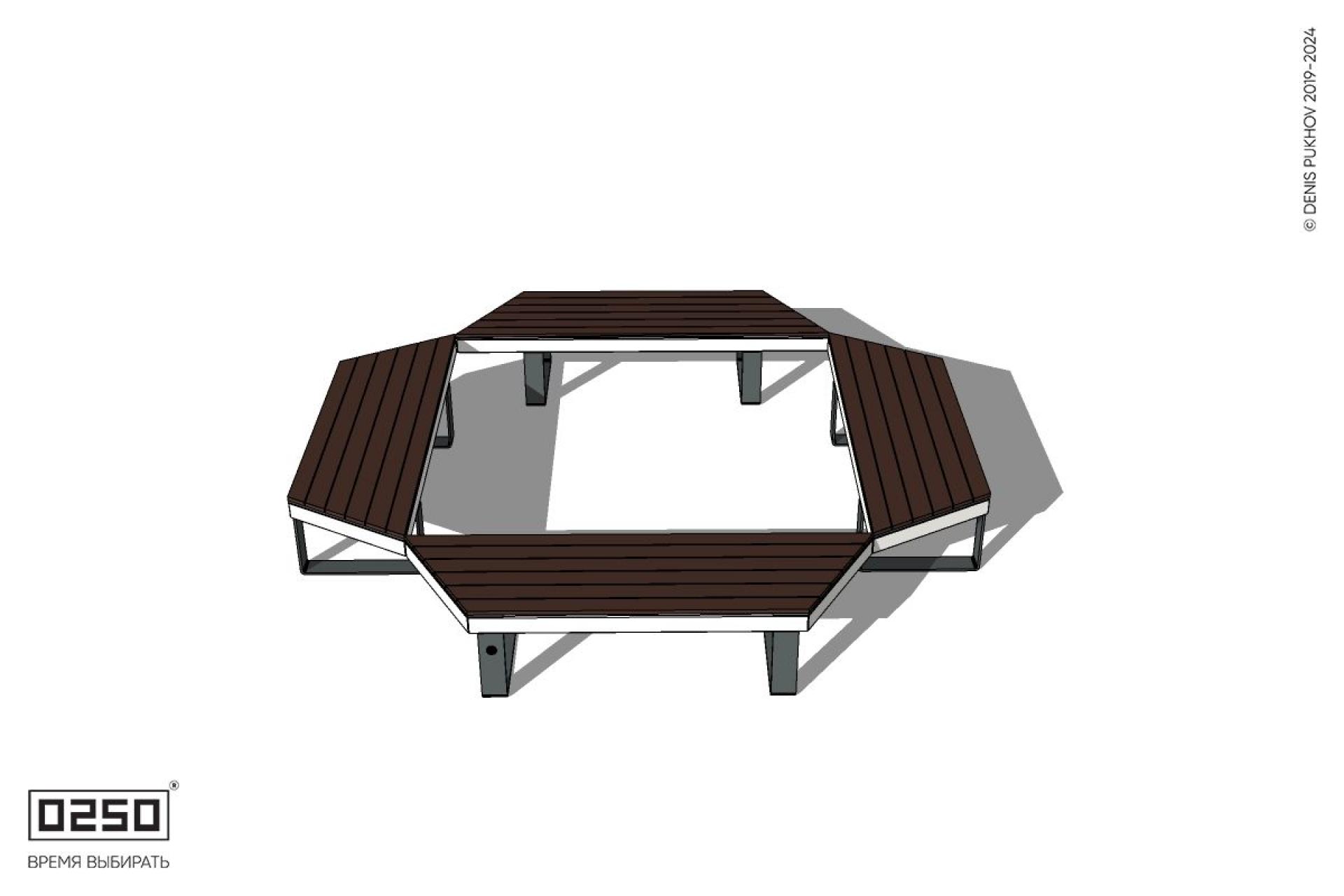 Уличная Скамейка квадротрапецевидная на ножках внешняя производство 0250