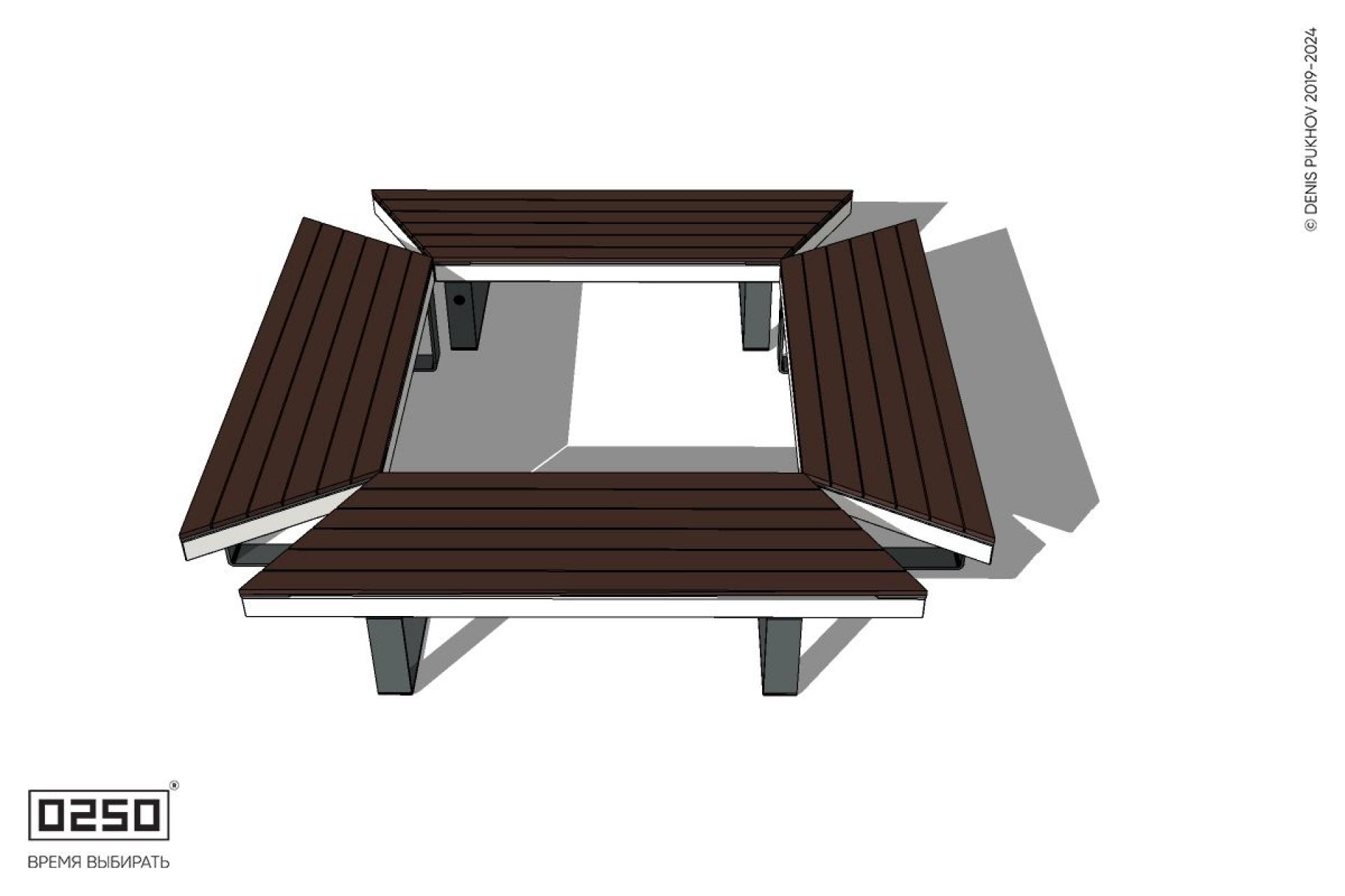 Уличная Скамейка квадротрапецевидная внутренняя на ножках производство 0250