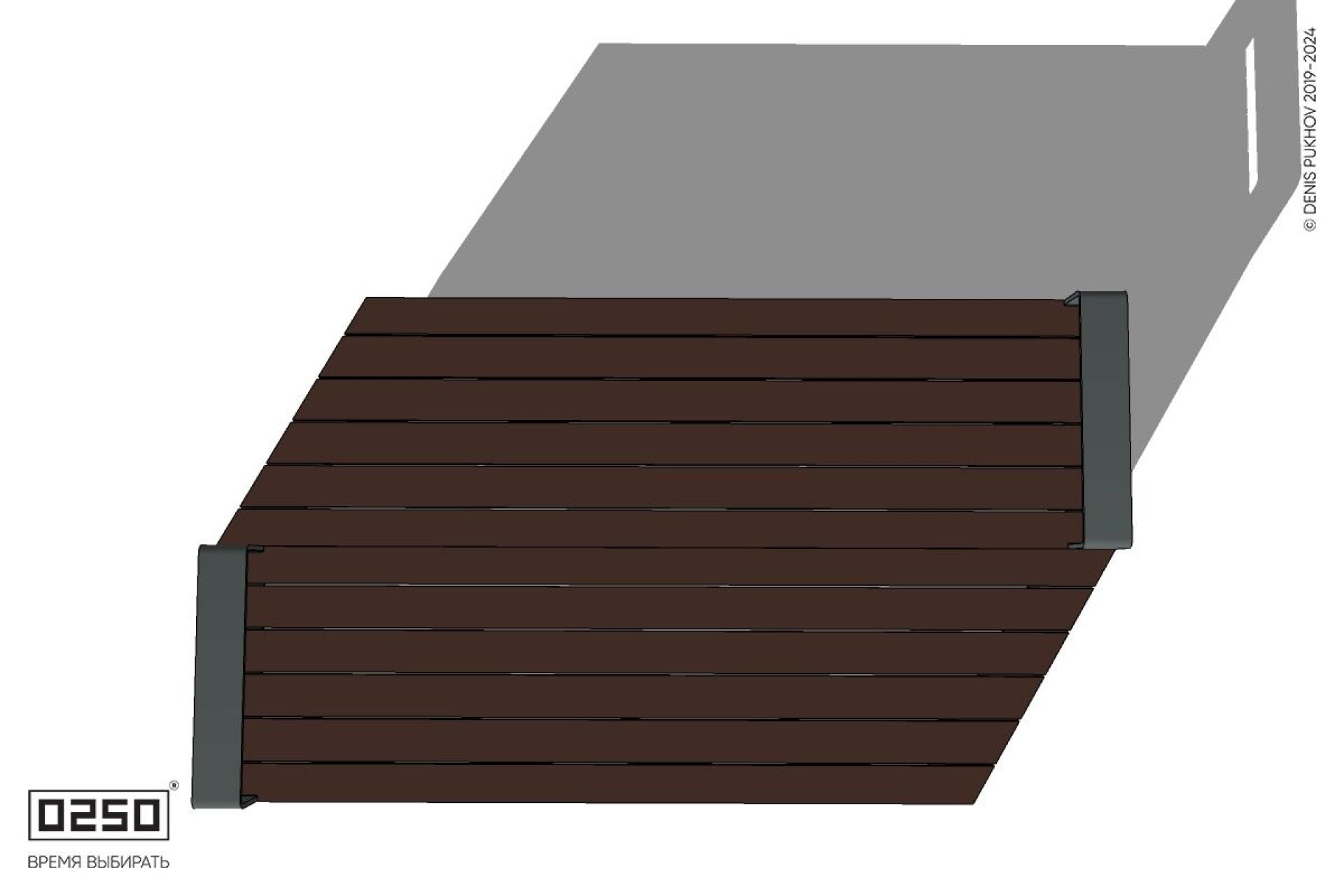 Уличная Двухсторонняя трапециевидная правая скамейка с подлокотниками на блоке производство 0250, module