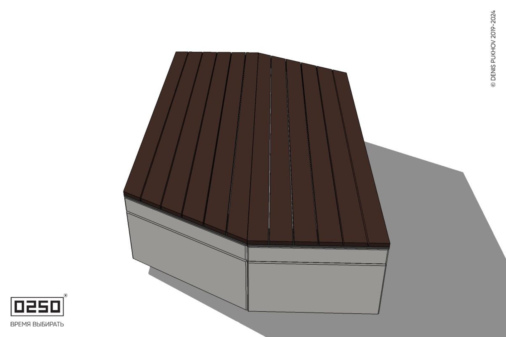 Уличная Двухсторонняя трапециевидная правая скамейка на блоке производство 0250