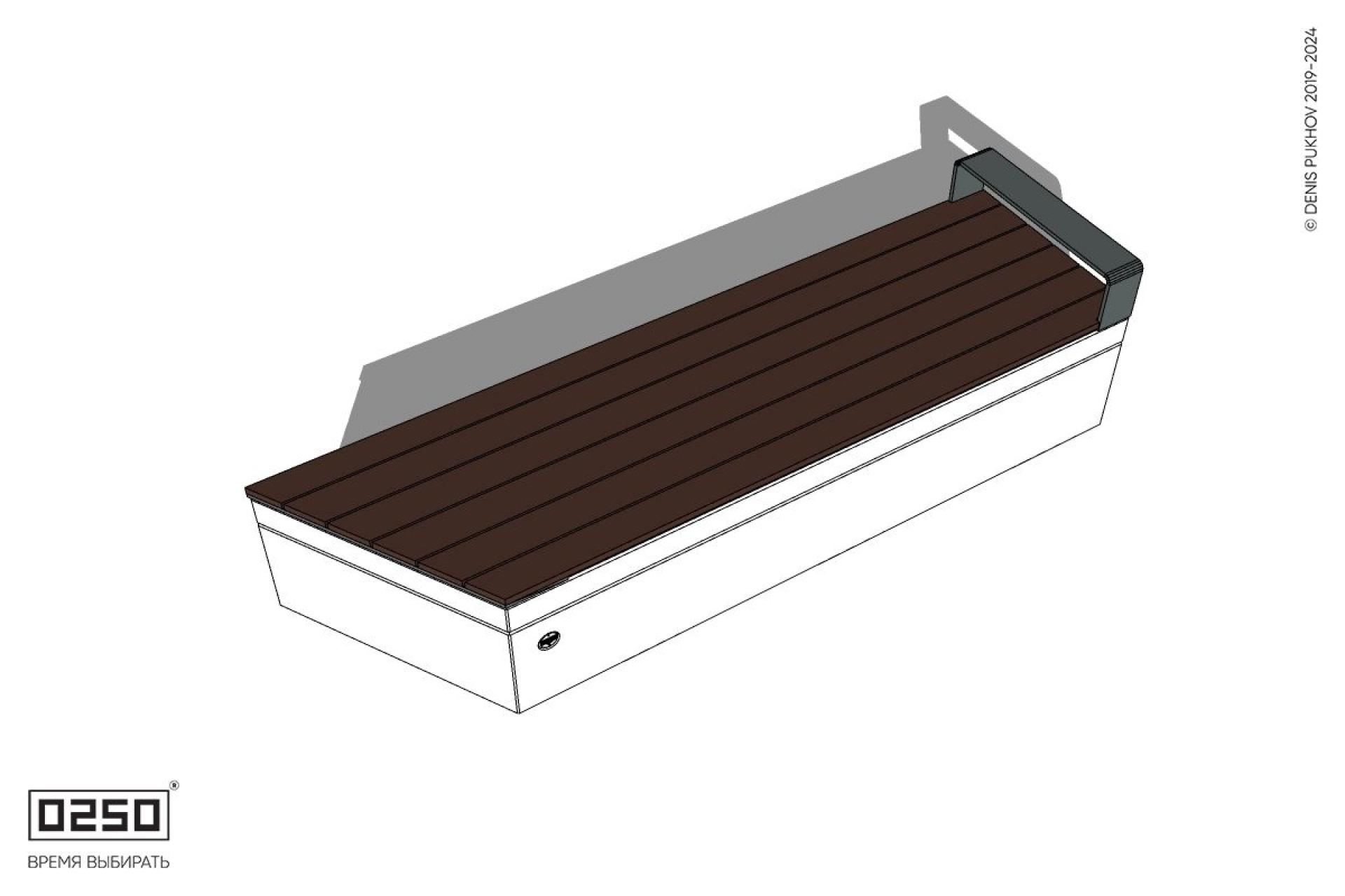 Уличная Скамейка скошенная слева с подлокотником на блоке производство 0250