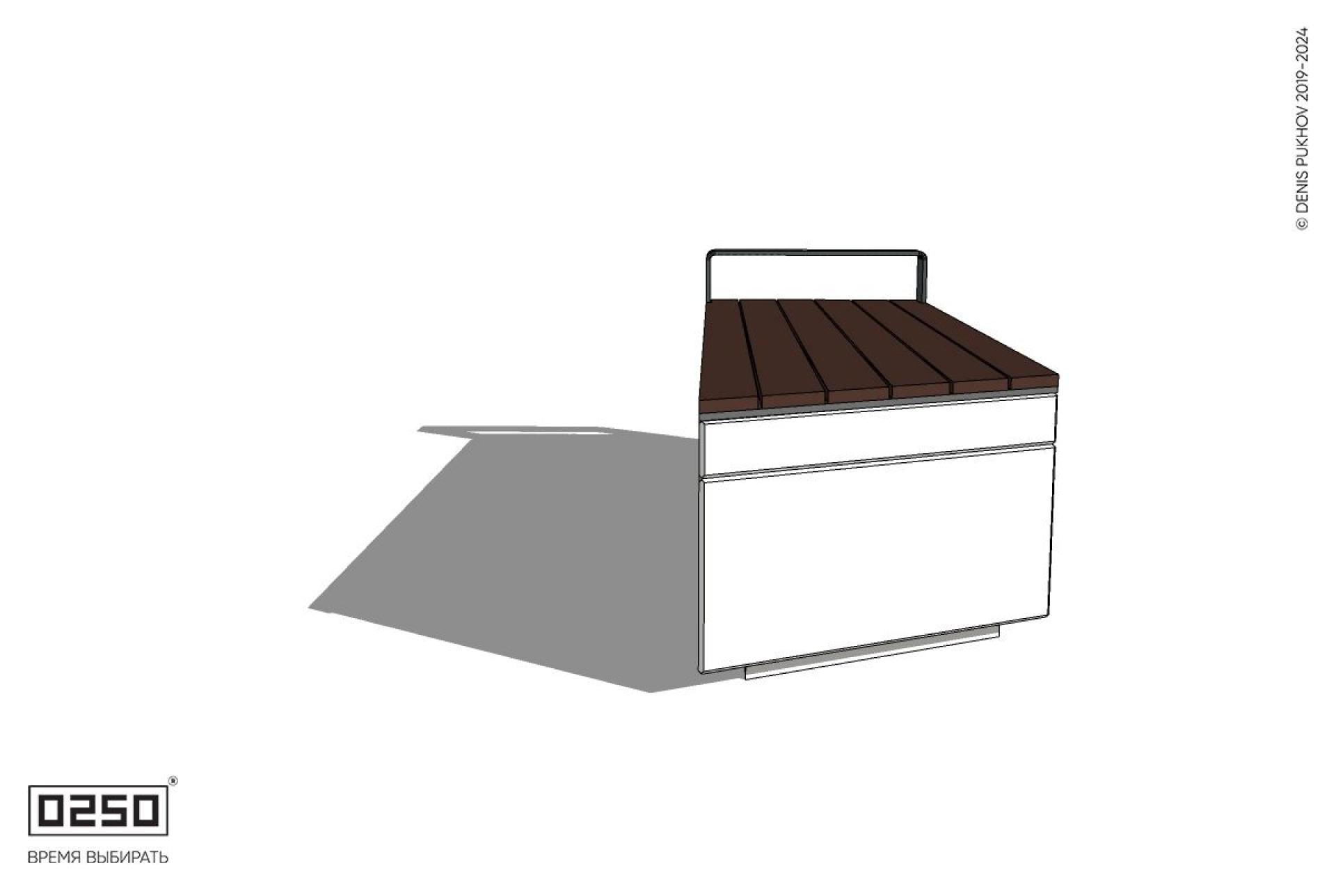 Уличная Скамейка скошенная слева с подлокотником на блоке производство 0250