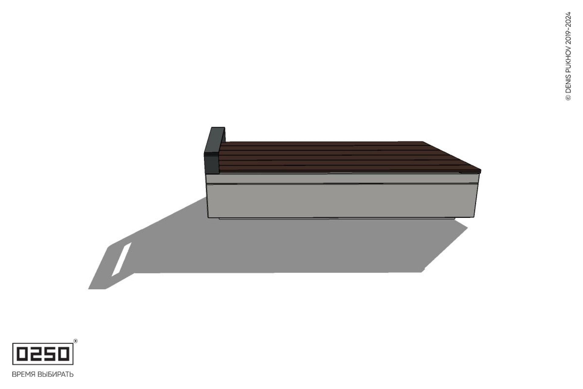 Уличная Скамейка скошенная слева с подлокотником на блоке производство 0250