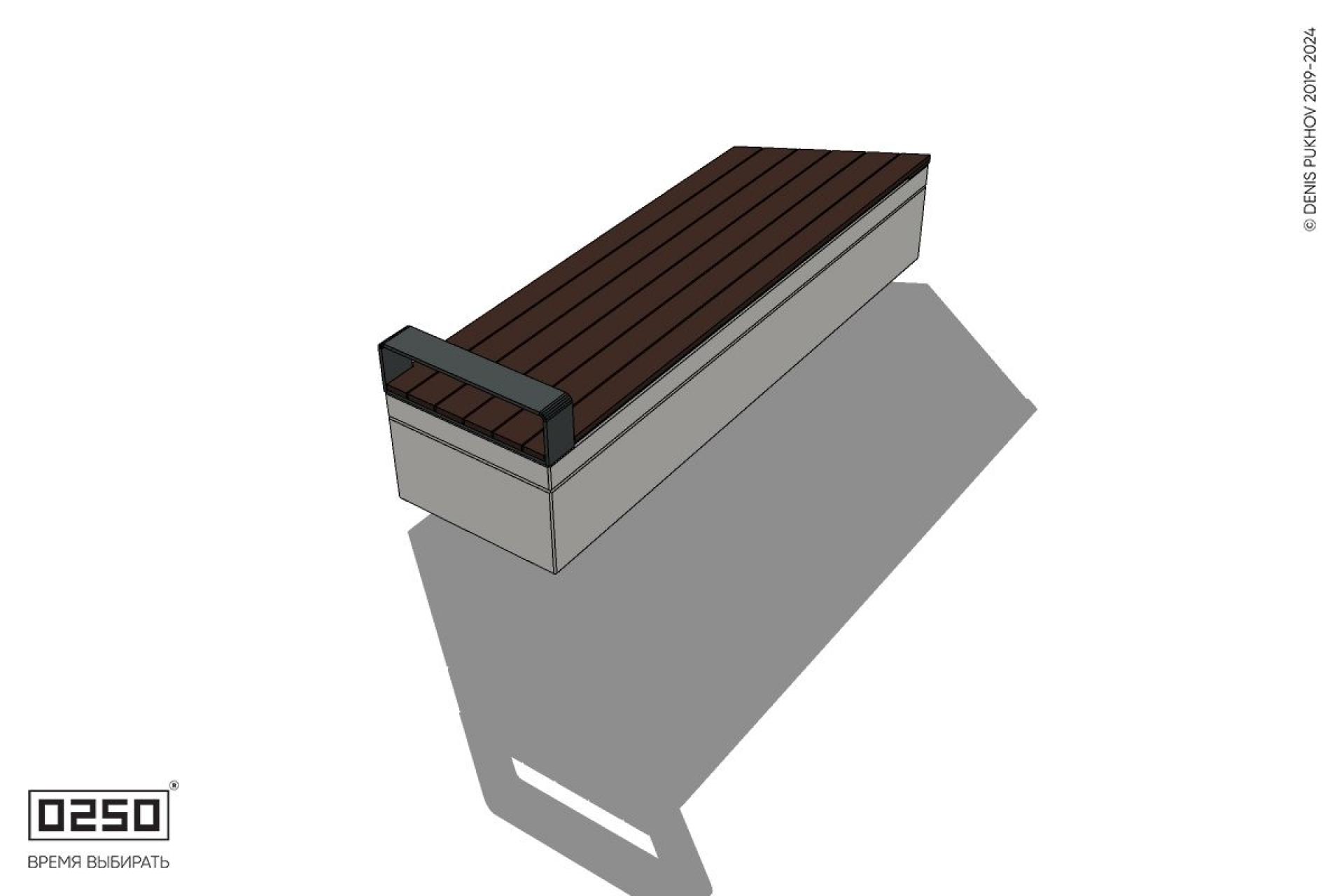 Уличная Скамейка скошенная слева с подлокотником на блоке производство 0250