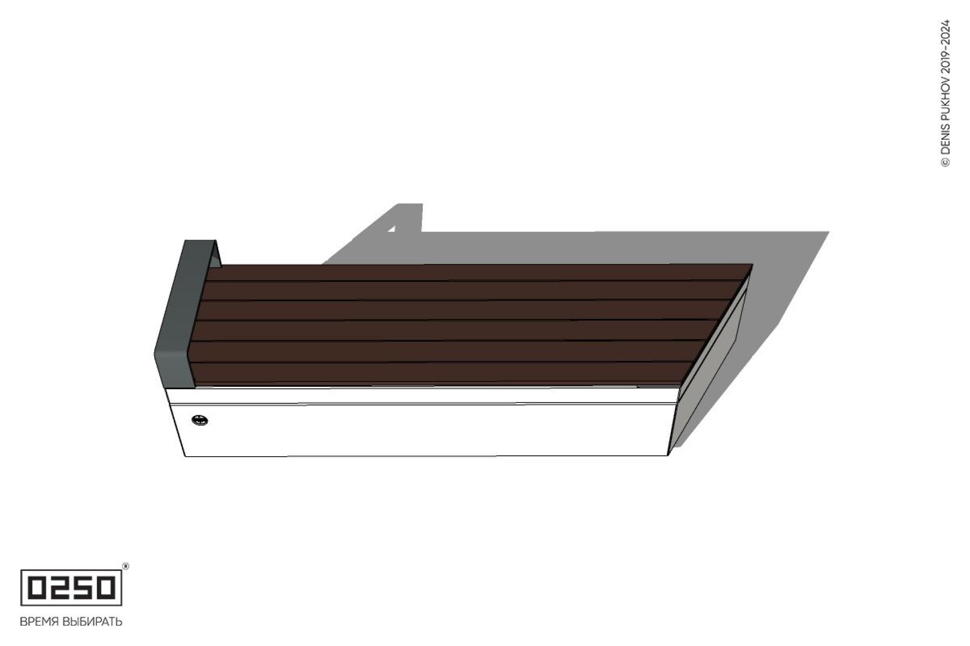 Уличная Скамейка скошенная справа с подлокотником на блоке производство 0250