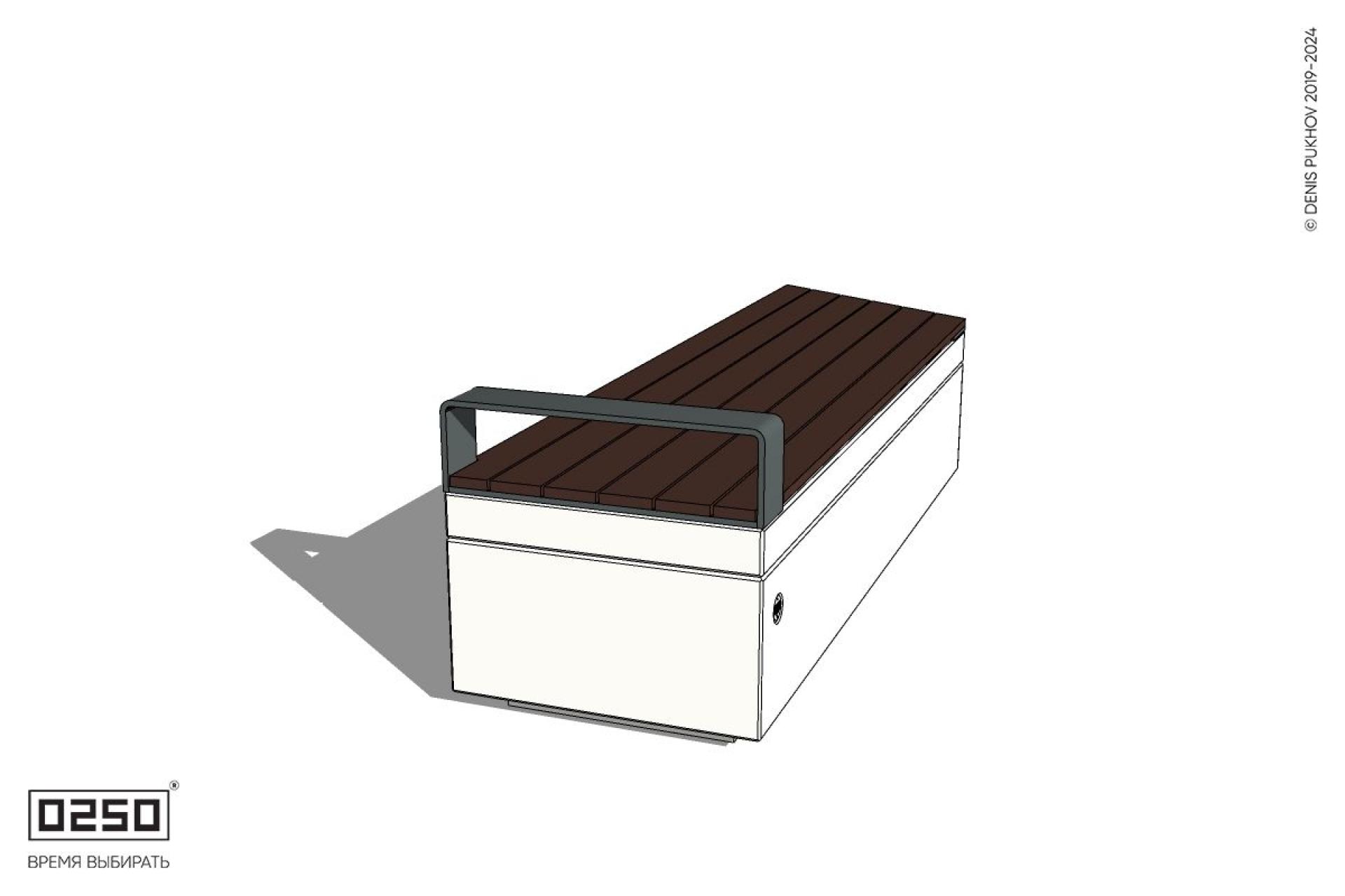 Уличная Скамейка скошенная справа с подлокотником на блоке производство 0250