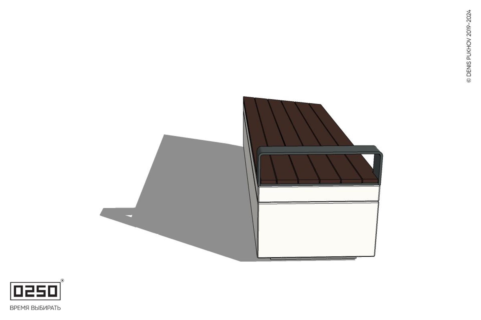 Уличная Скамейка скошенная справа с подлокотником на блоке производство 0250