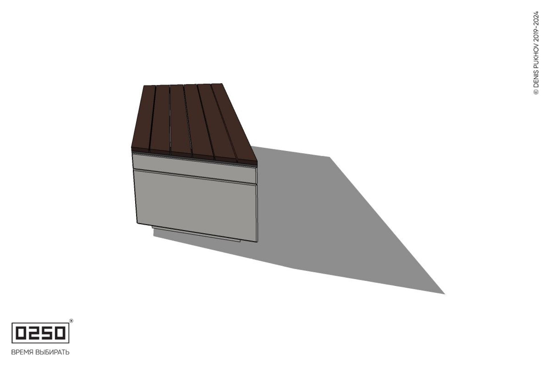 Уличная Скамейка скошенная справа на блоке производство 0250 Уличная Скамейка скошенная справа на блоке производство 0250