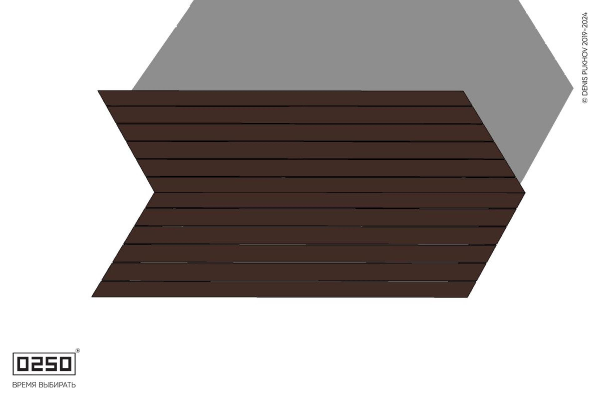 Уличная Двухсторонняя скамейка с клиновидными и обратно клиновидными торцами на блоке производство 0250, module