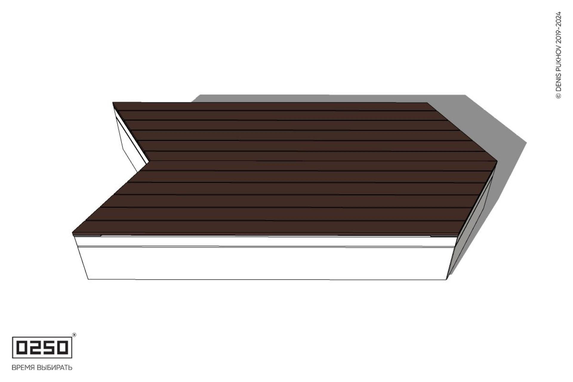 Уличная Двухсторонняя скамейка с клиновидными и обратно клиновидными торцами на блоке производство 0250