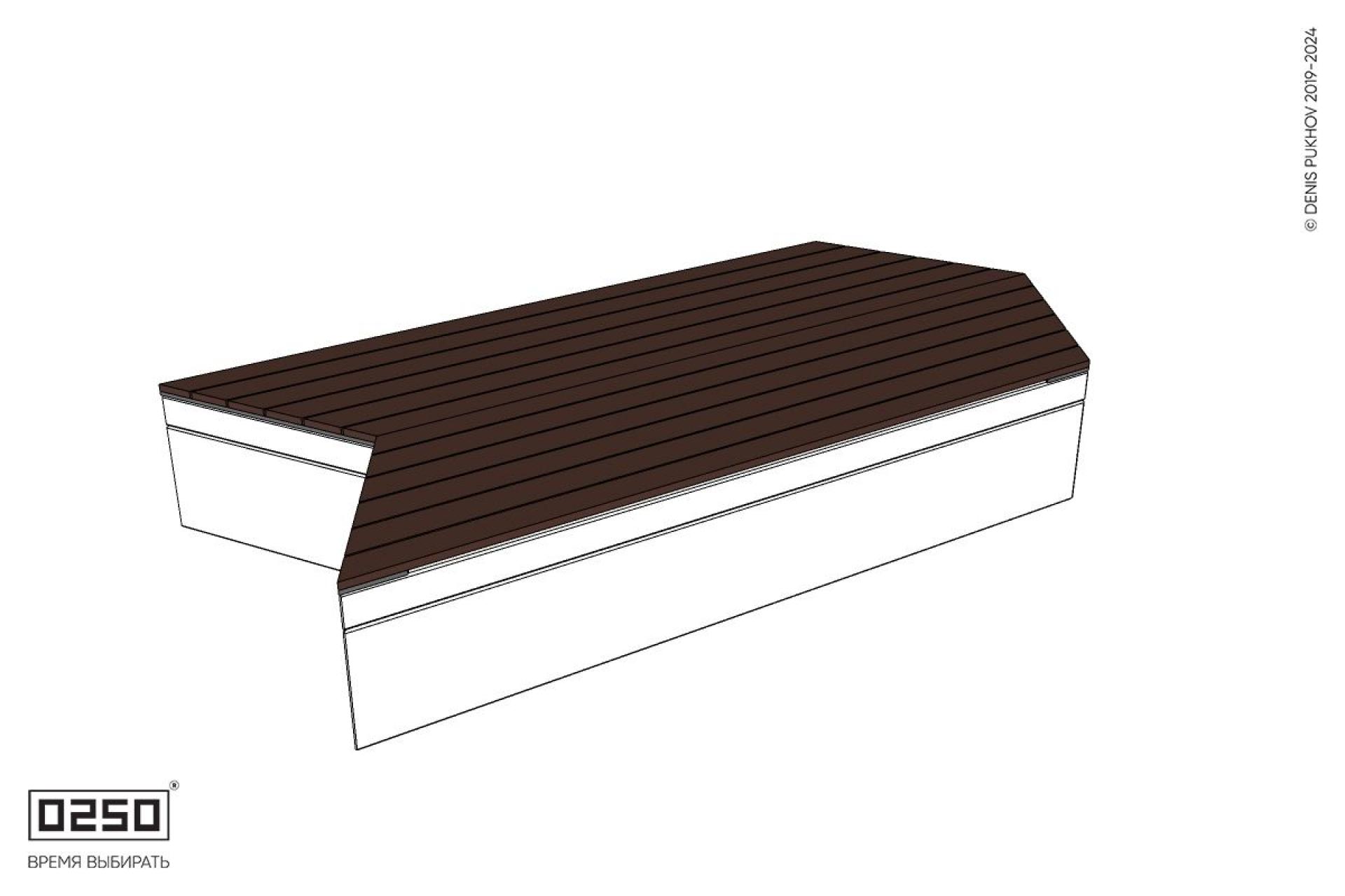 Уличная Двухсторонняя скамейка с клиновидными и обратно клиновидными торцами на блоке производство 0250