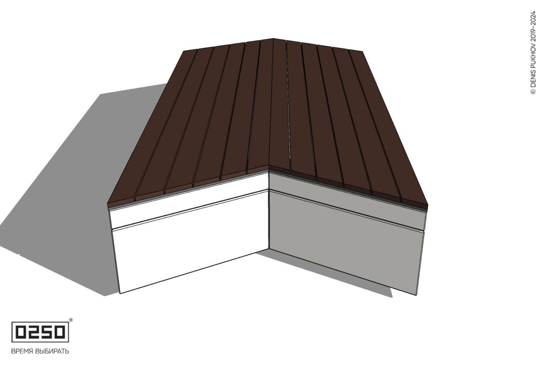 Уличная Двухсторонняя скамейка с клиновидными и обратно клиновидными торцами на блоке производство 0250