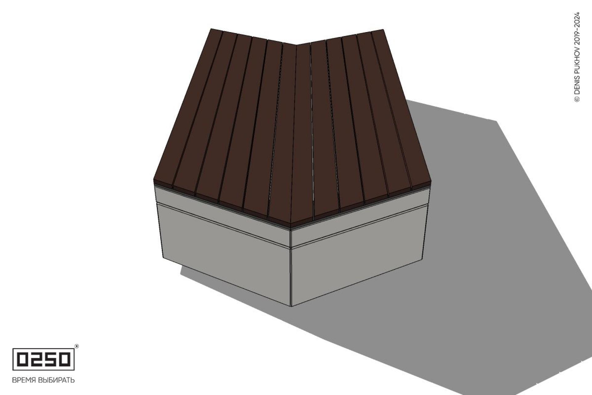 Уличная Двухсторонняя скамейка с клиновидными и обратно клиновидными торцами на блоке производство 0250