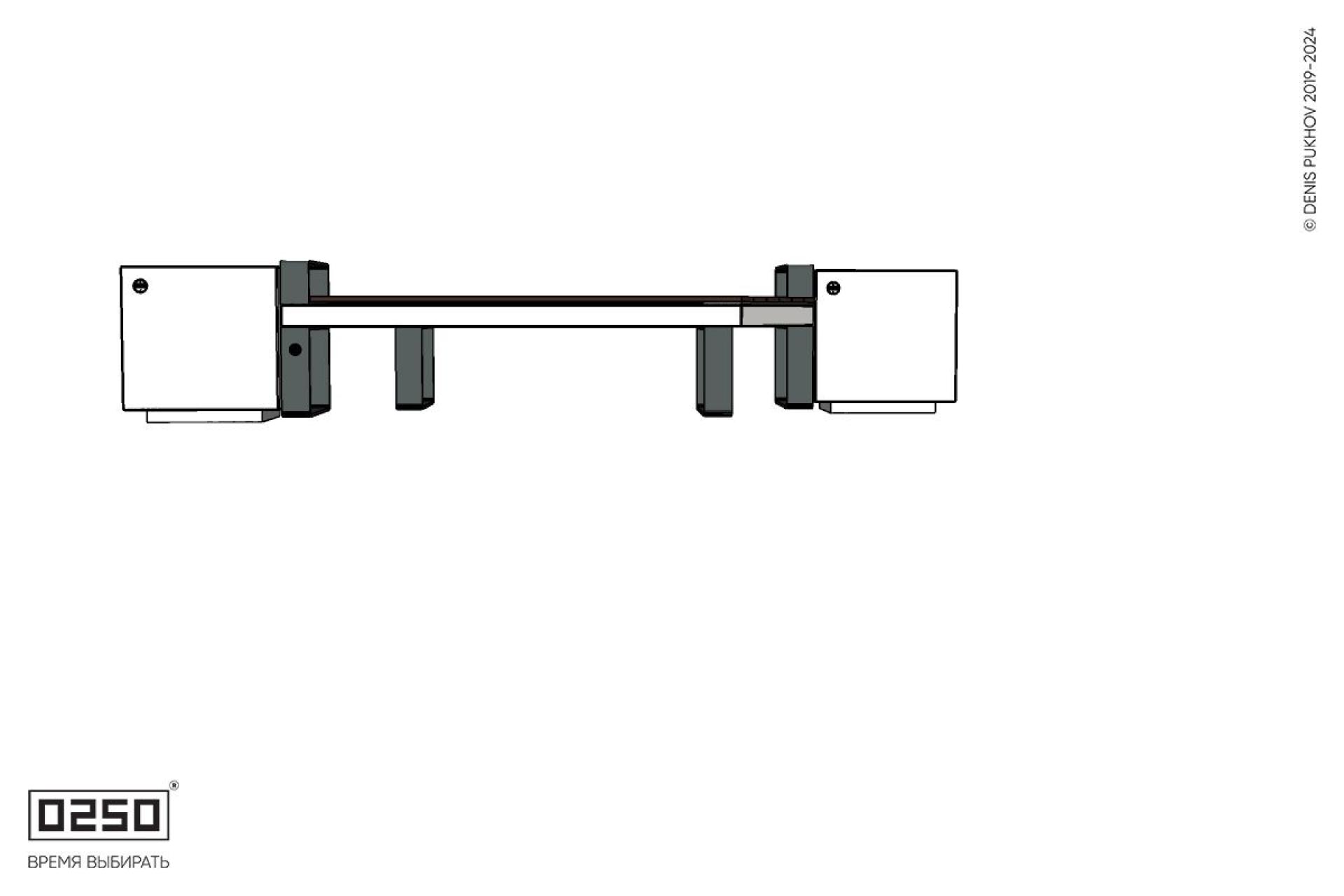 Уличная Скамейка двухсторонняя трапециевидная правая на ножках с двумя вазонами Кубэ 550 производство 0250, modul+