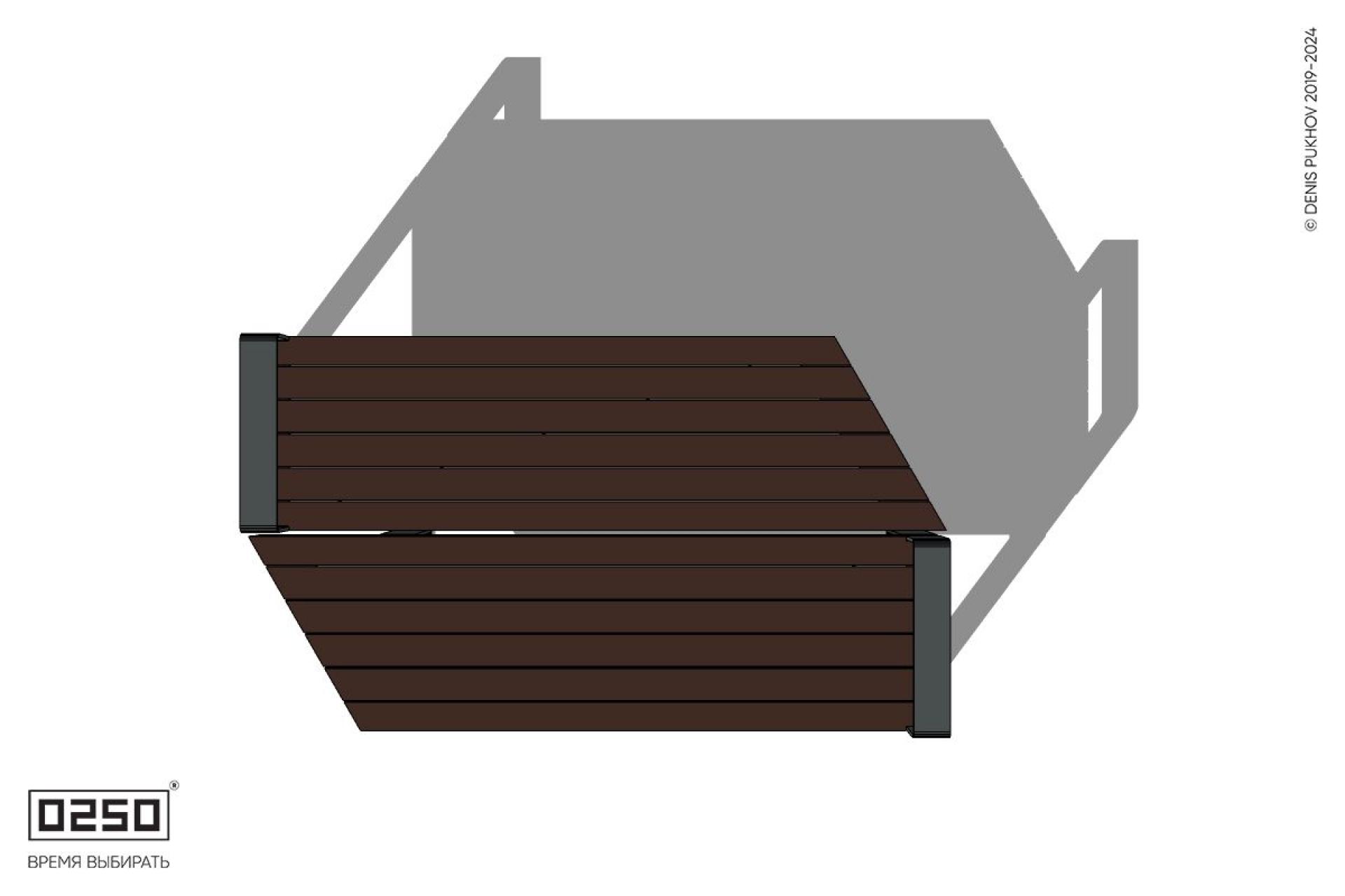Уличная Скамейка двухсторонняя трапециевидная левая с подлокотниками на ножках производство 0250, module