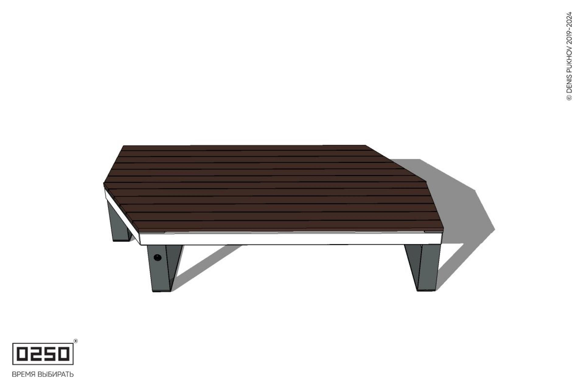 Уличная Двухсторонняя трапециевидная скамейка на ножках левая производство 0250