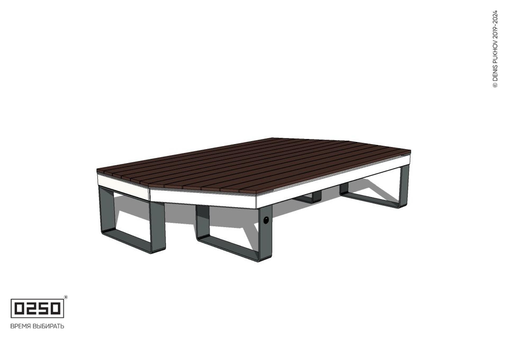 Уличная Двухсторонняя трапециевидная скамейка на ножках левая производство 0250