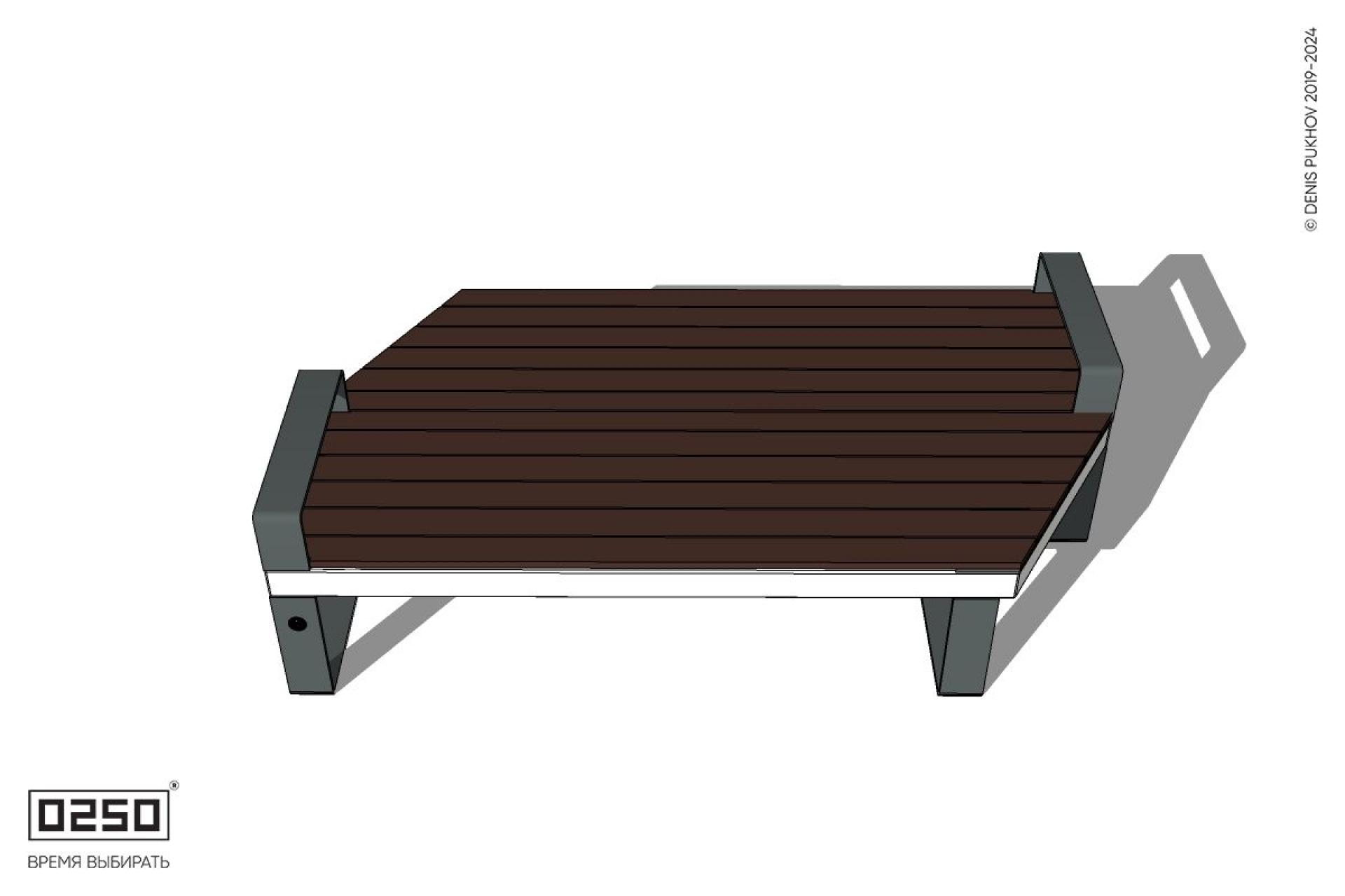 Уличная Скамейка двухсторонняя трапециевидная правая с подлокотниками на ножках производство 0250, module