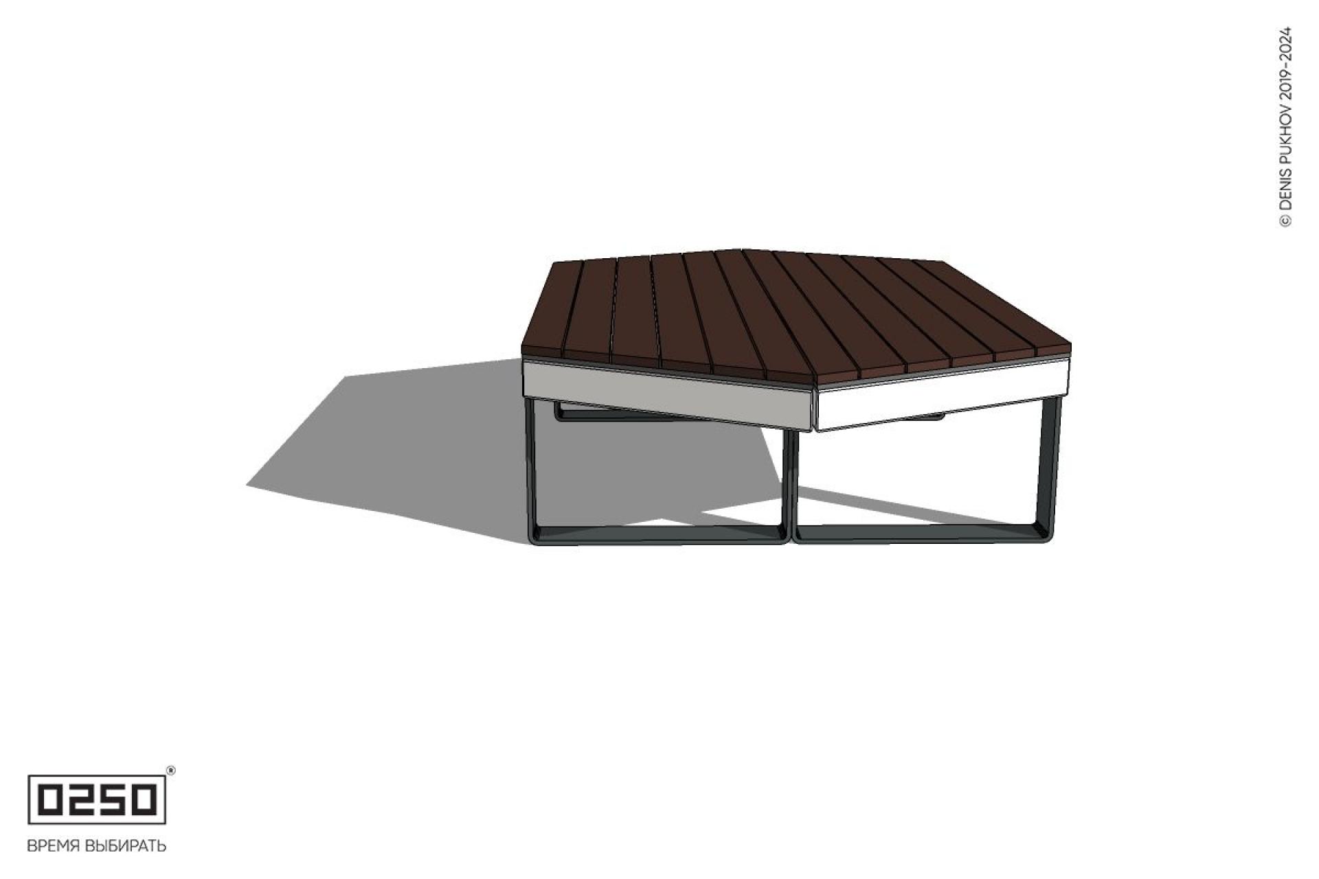 Уличная Двухсторонняя скамейка клиновидными торцами на ножках производство 0250