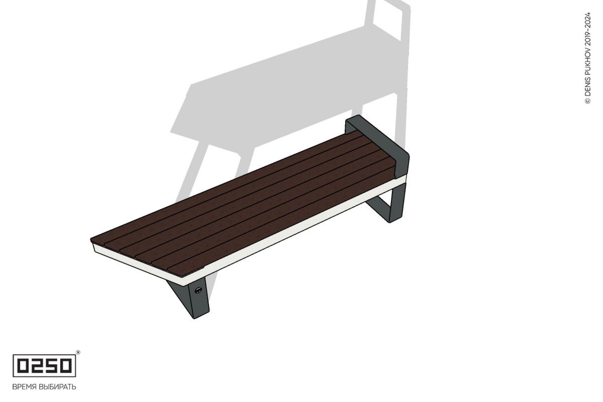 Уличная Скамейка скошенная слева с подлокотником на ножках производство 0250 Уличная Скамейка скошенная слева с подлокотником на ножках производство 0250