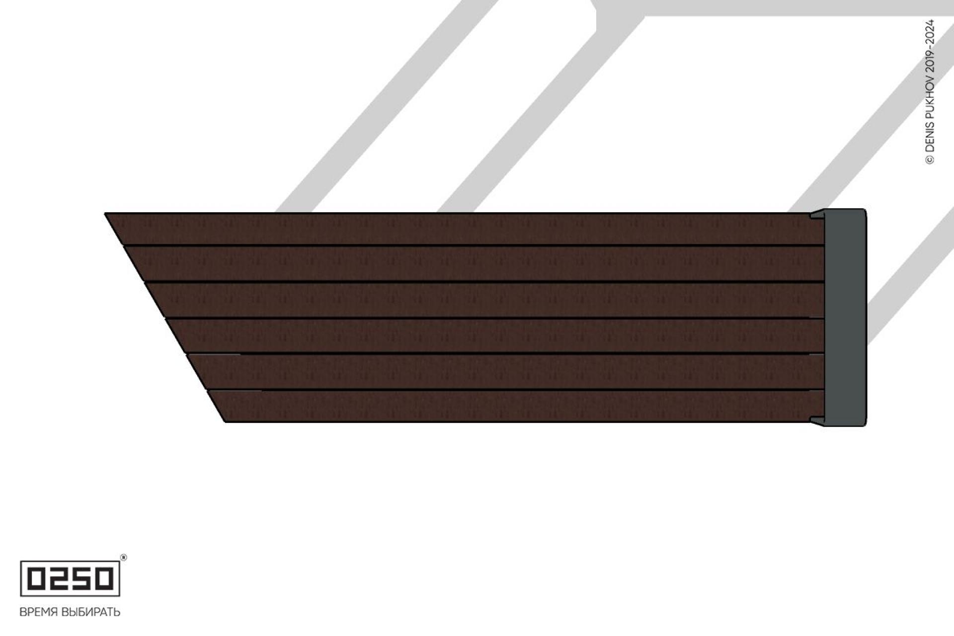 Уличная Скамейка скошенная слева с подлокотником на ножках производство 0250 Уличная Скамейка скошенная слева с подлокотником на ножках производство 0250