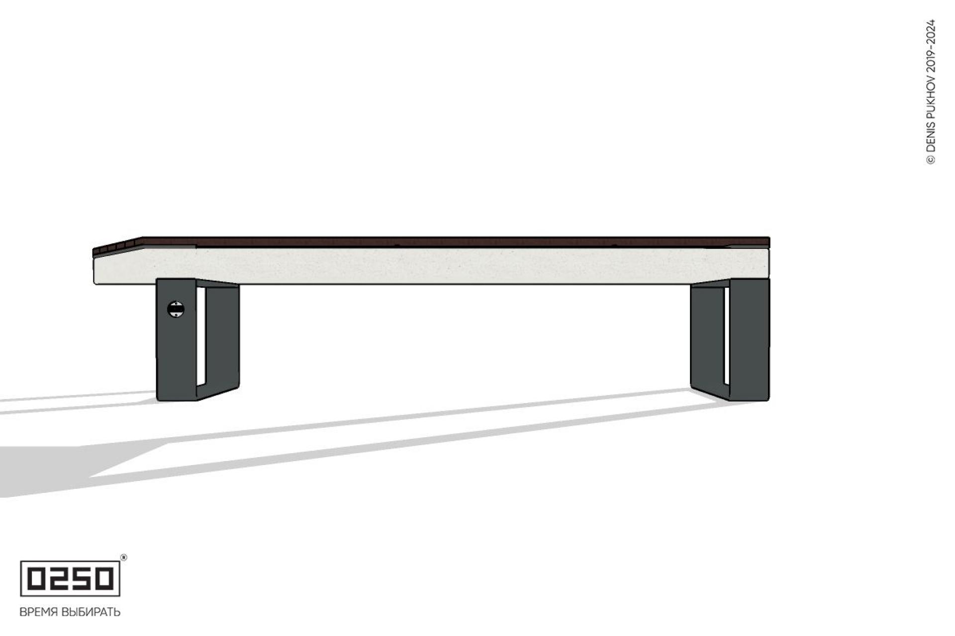 Уличная Скамейка параллелограммная левая на ножках производство 0250 Уличная Скамейка параллелограммная левая на ножках производство 0250