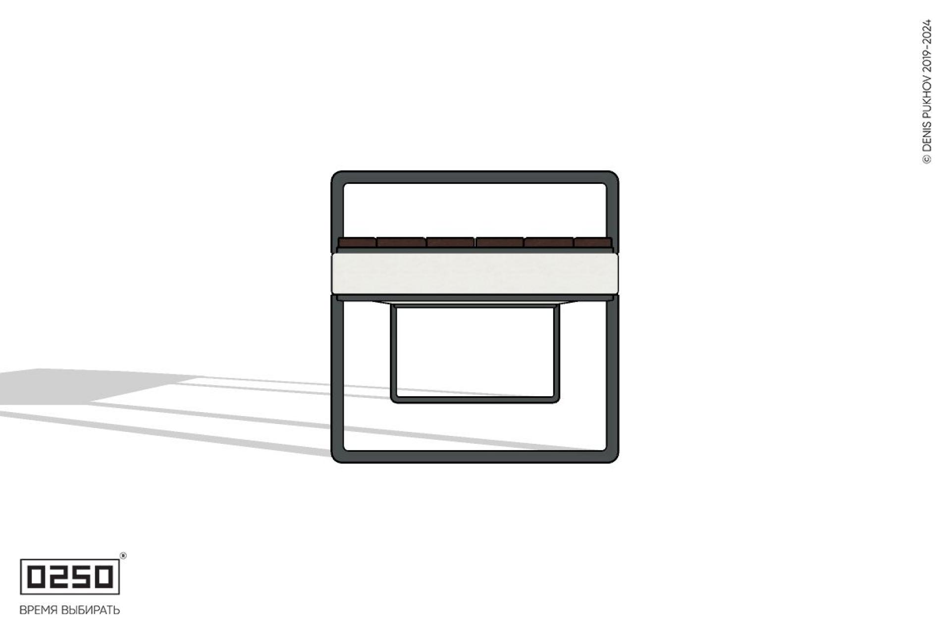 Уличная Скамейка скошенная справа с подлокотником на ножках производство 0250