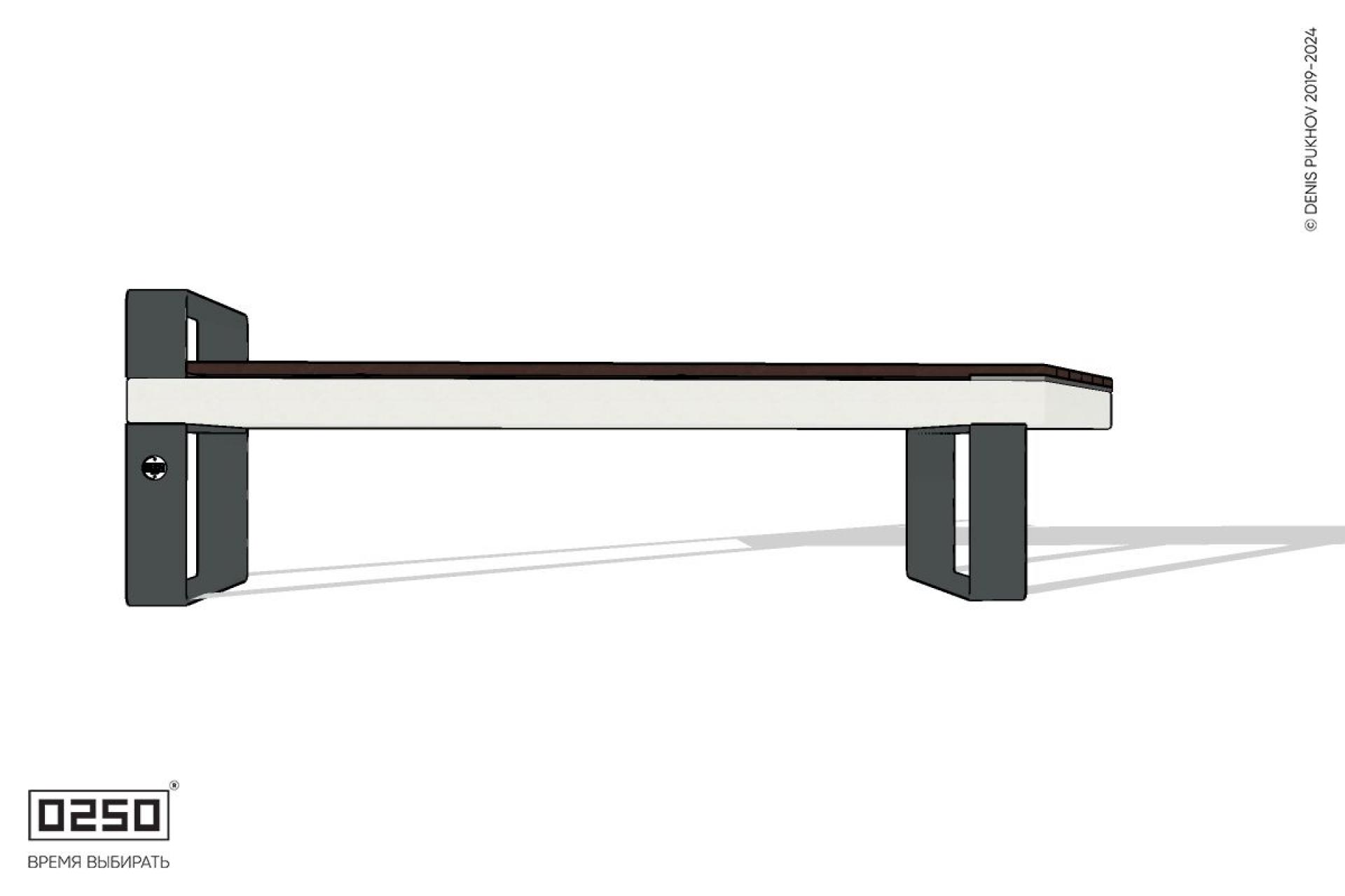 Уличная Скамейка скошенная справа с подлокотником на ножках производство 0250
