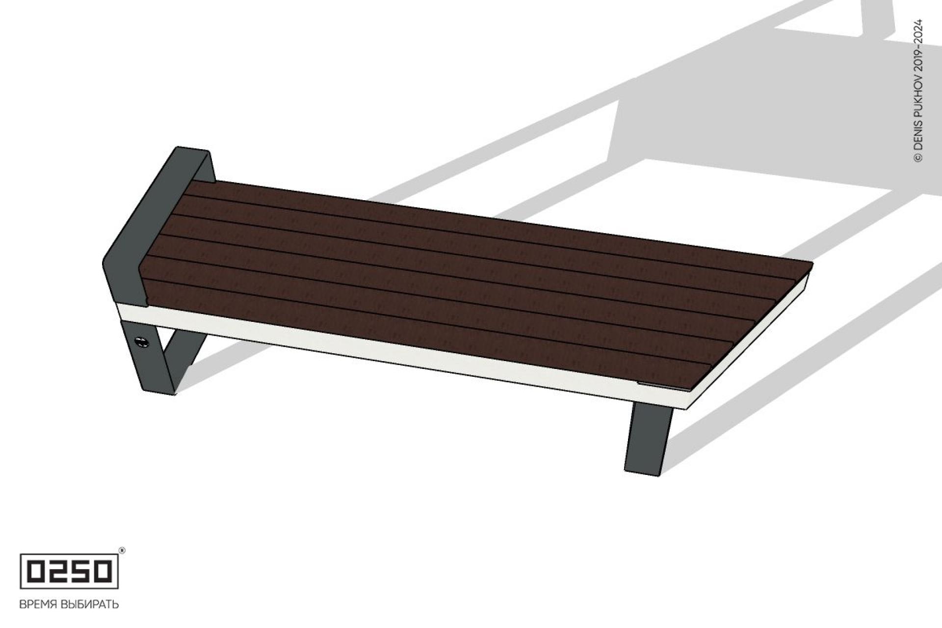 Уличная Скамейка скошенная справа с подлокотником на ножках производство 0250