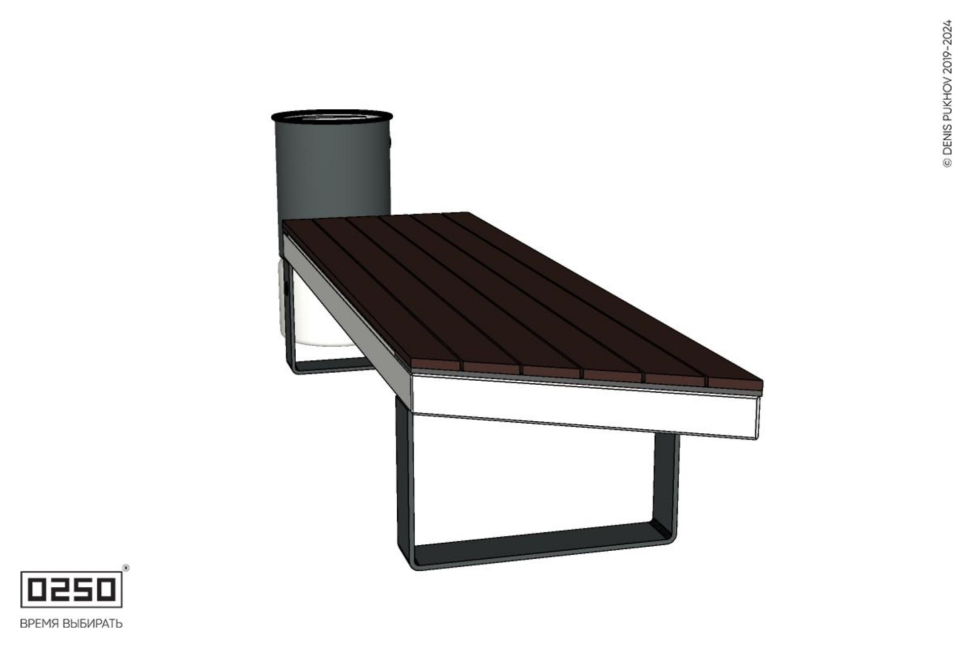 Уличная Скамейка скошенная справа на ножках с урной Урбан 2 производство 0250