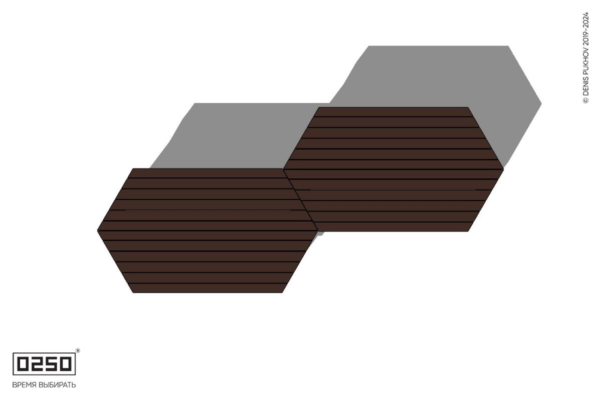 Скамейка паратрапециевидная правая двухпролетная на ножках  Уличная Скамейка паратрапецевидная правая двухпролетна на ножках производство 0250, module