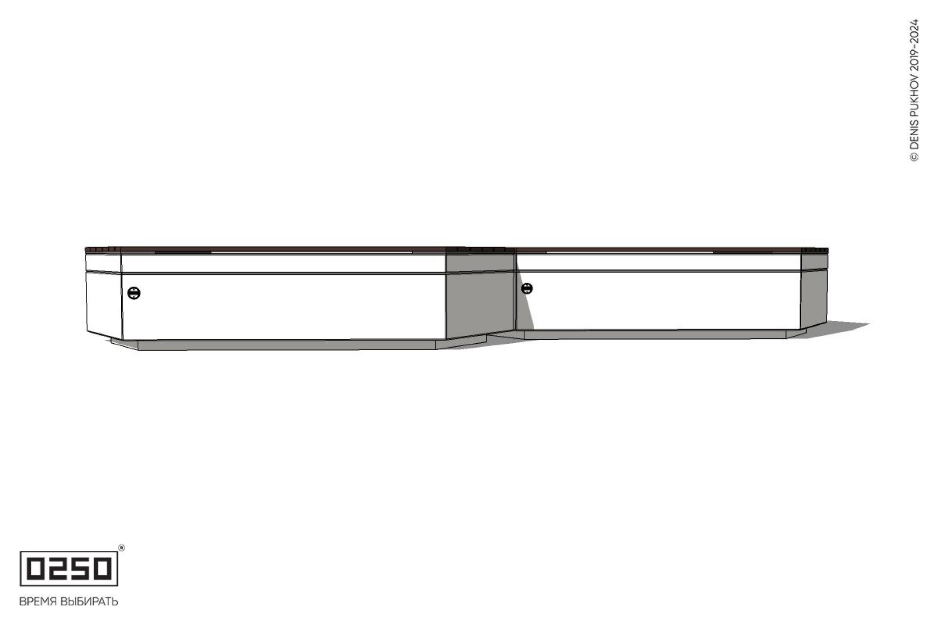 Уличная Скамейка паратрапецевидная двухпролетная  на блоке производство 0250
