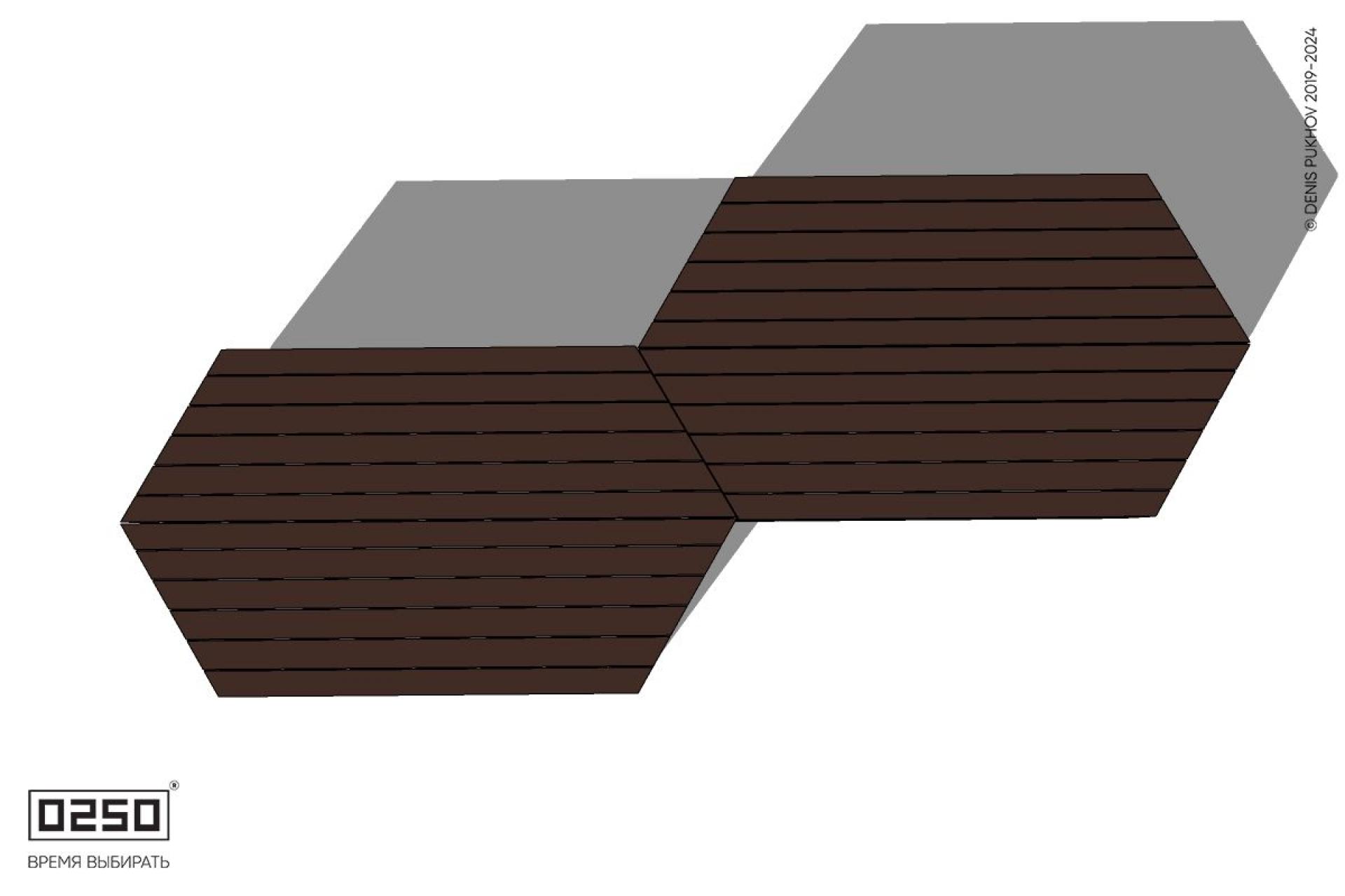 Уличная Скамейка паратрапецевидная двухпролетная  на блоке производство 0250, module