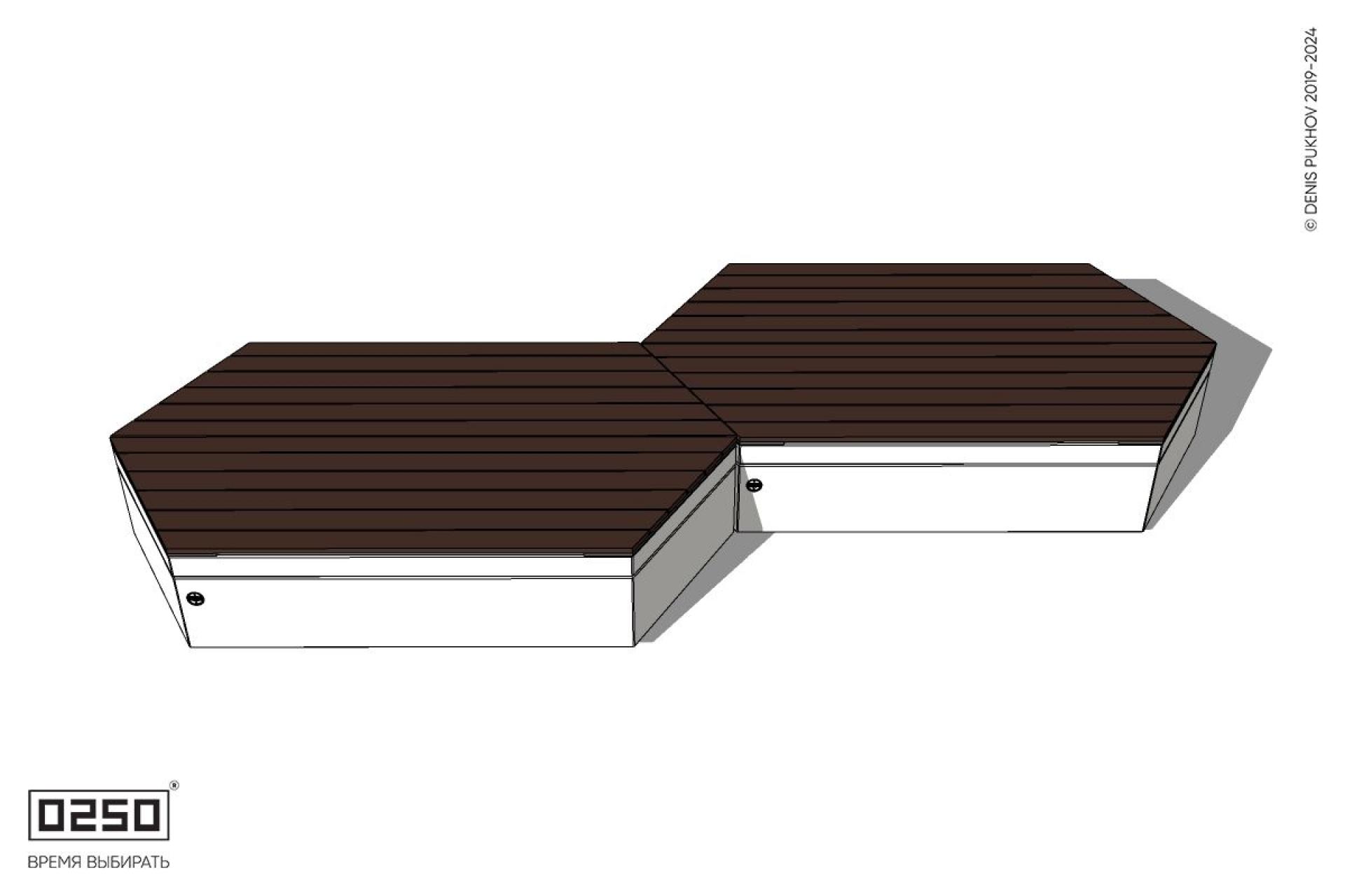 Уличная Скамейка паратрапецевидная двухпролетная  на блоке производство 0250