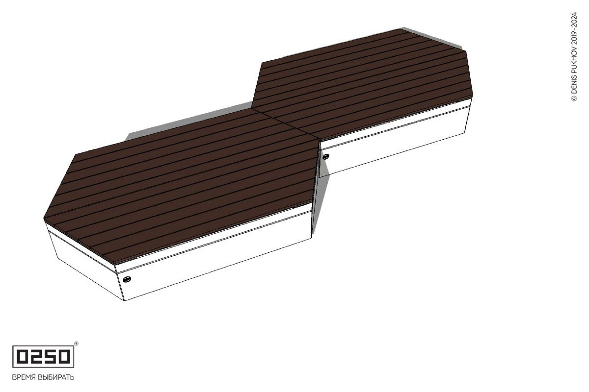 Уличная Скамейка паратрапецевидная двухпролетная  на блоке производство 0250