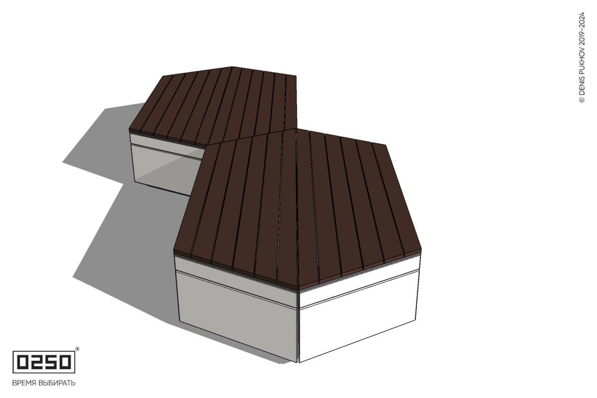 Уличная Скамейка паратрапецевидная двухпролетная  на блоке производство 0250