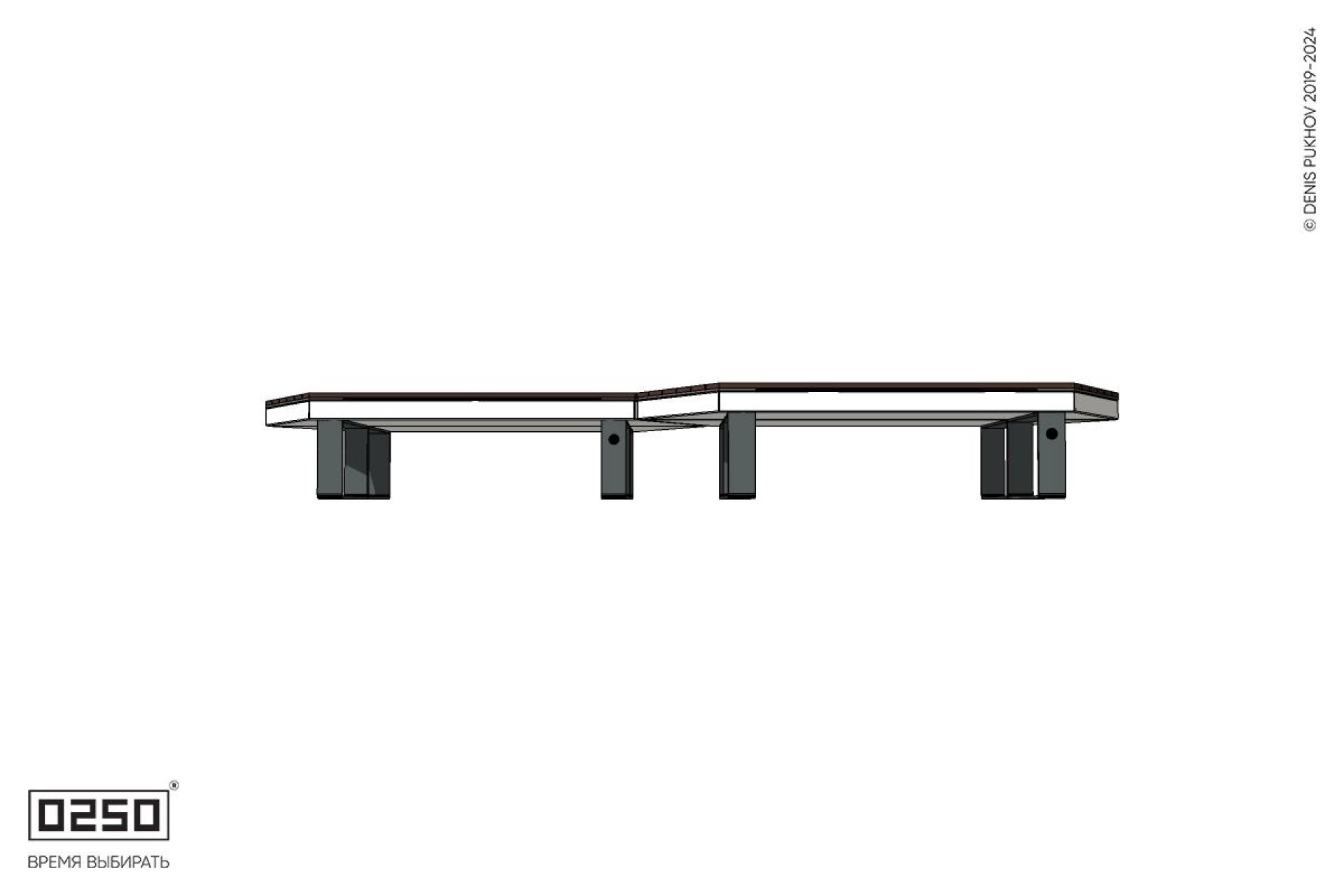 Уличная Скамейка паратрапецевидная левая двухпролетна на ножках производство 0250