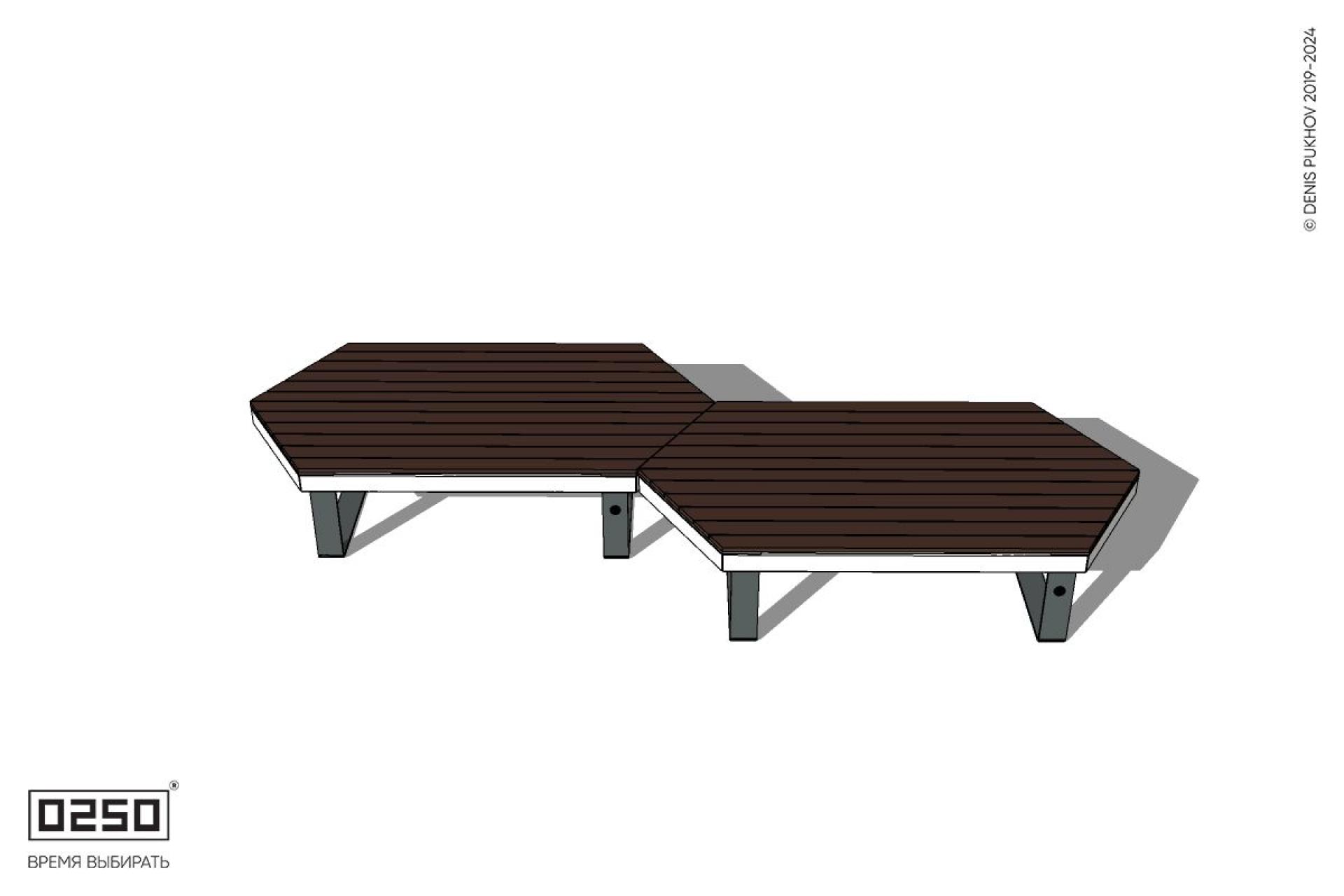 Уличная Скамейка паратрапецевидная левая двухпролетна на ножках производство 0250