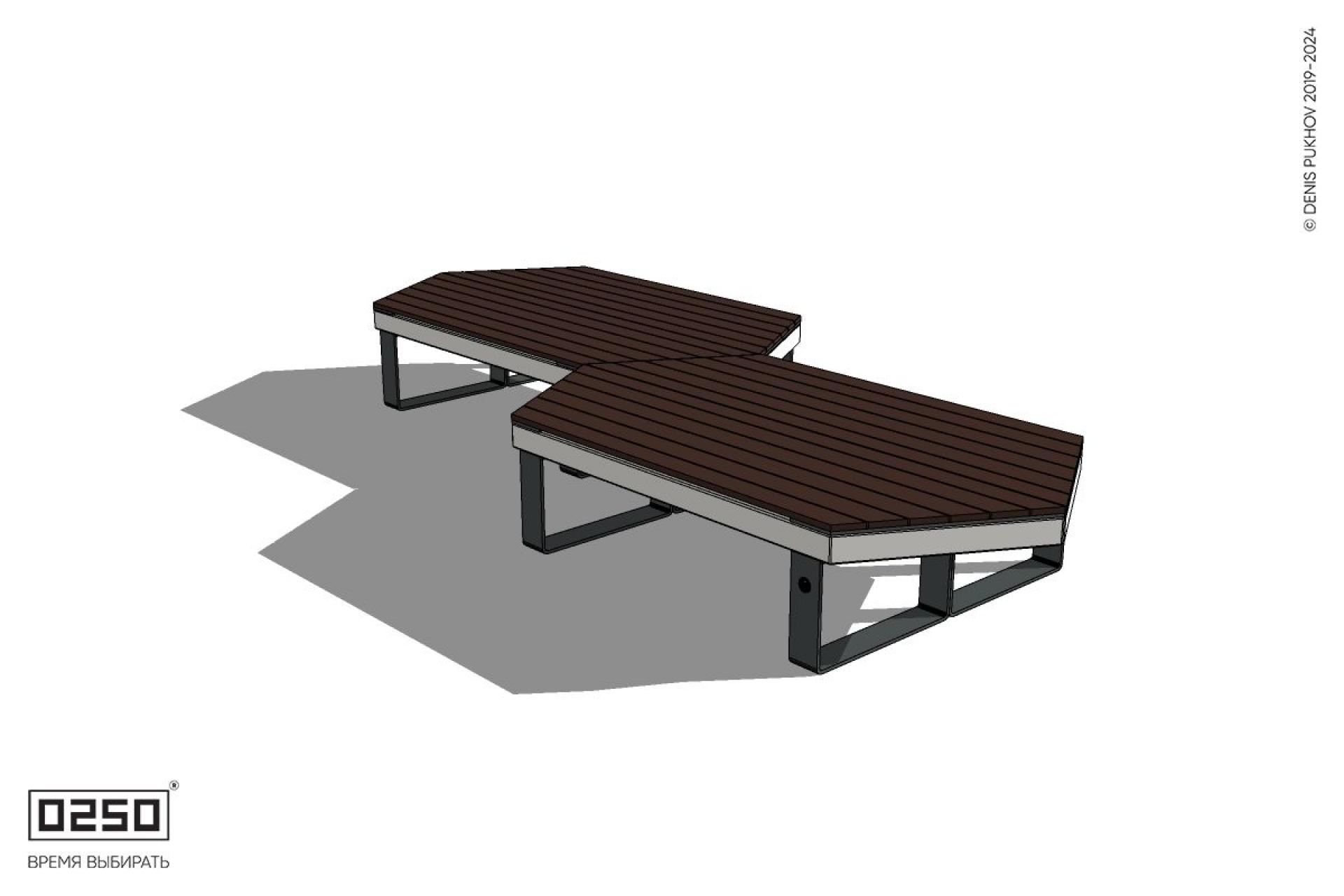 Уличная Скамейка паратрапецевидная левая двухпролетна на ножках производство 0250