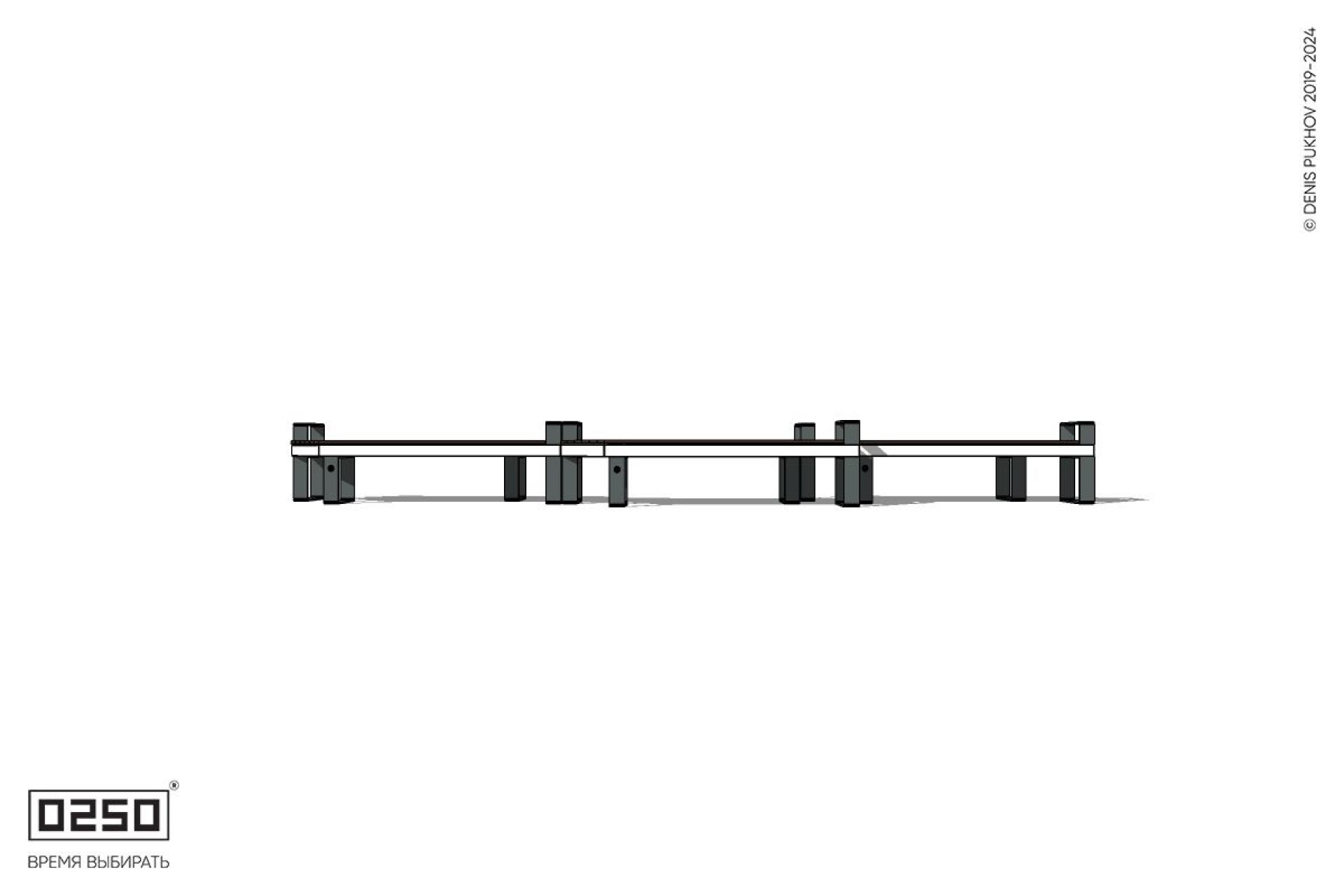 Уличная Скамейка паратрапецевидная левая трехпролетная с редкими подлокотниками на ножках производство 0250 Уличная Скамейка паратрапецевидная левая трехпролетная с редкими подлокотниками на ножках производство 0250