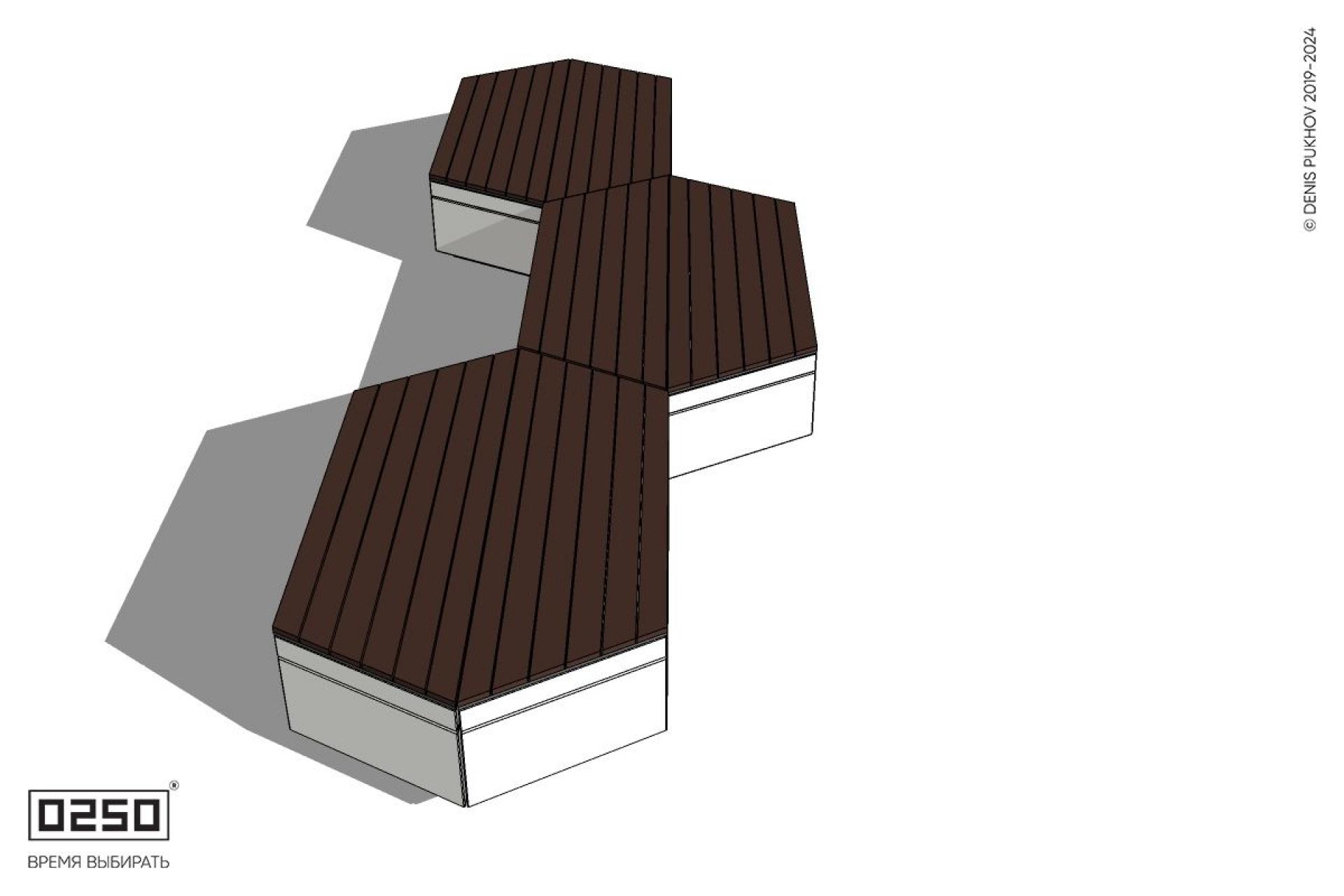 Уличная Скамейка паратрапецевидная на блоке трехпролетная производство 0250
