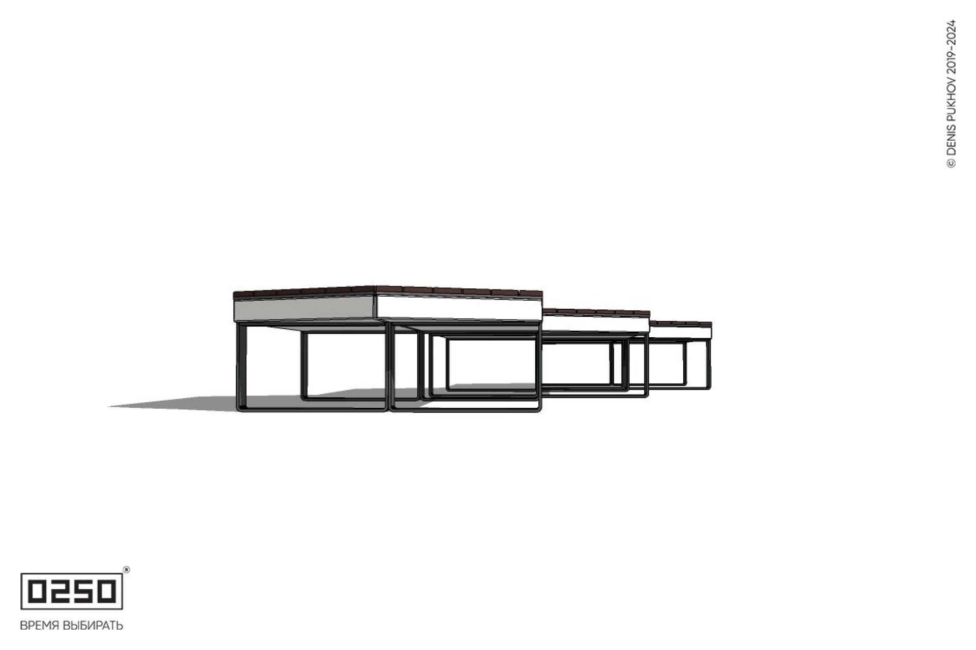 Уличная Скамейка паратрапецевидная трехпролетная четырехрядная на ножках производство 0250