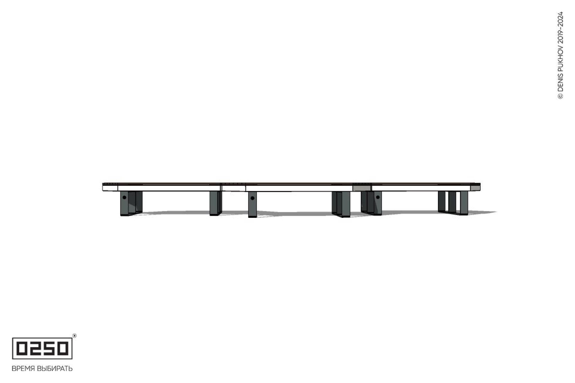 Уличная Скамейка паратрапецевидная трехпролетная на ножках производство 0250