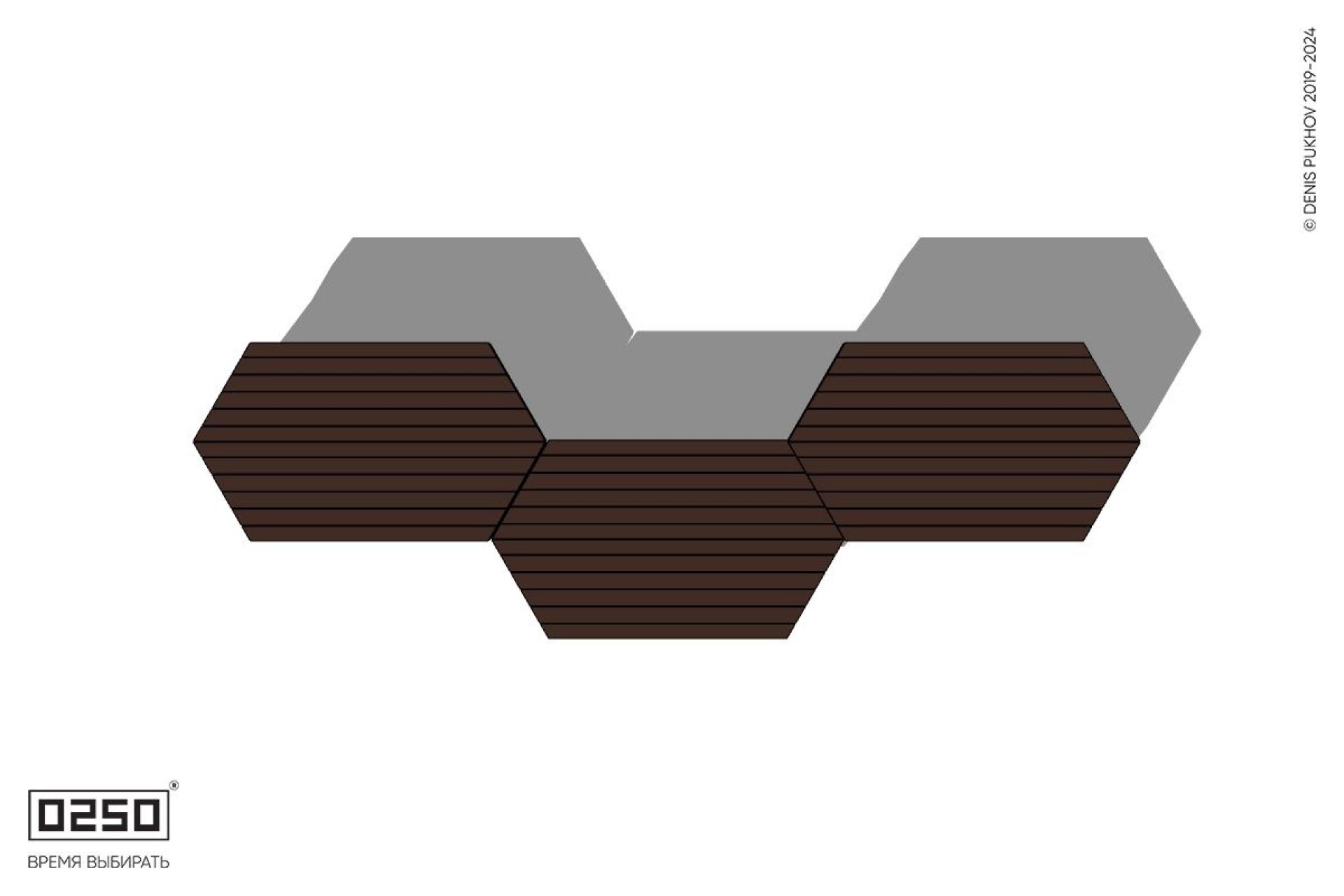 Уличная Скамейка паратрапецевидная трехпролетная на ножках производство 0250, module
